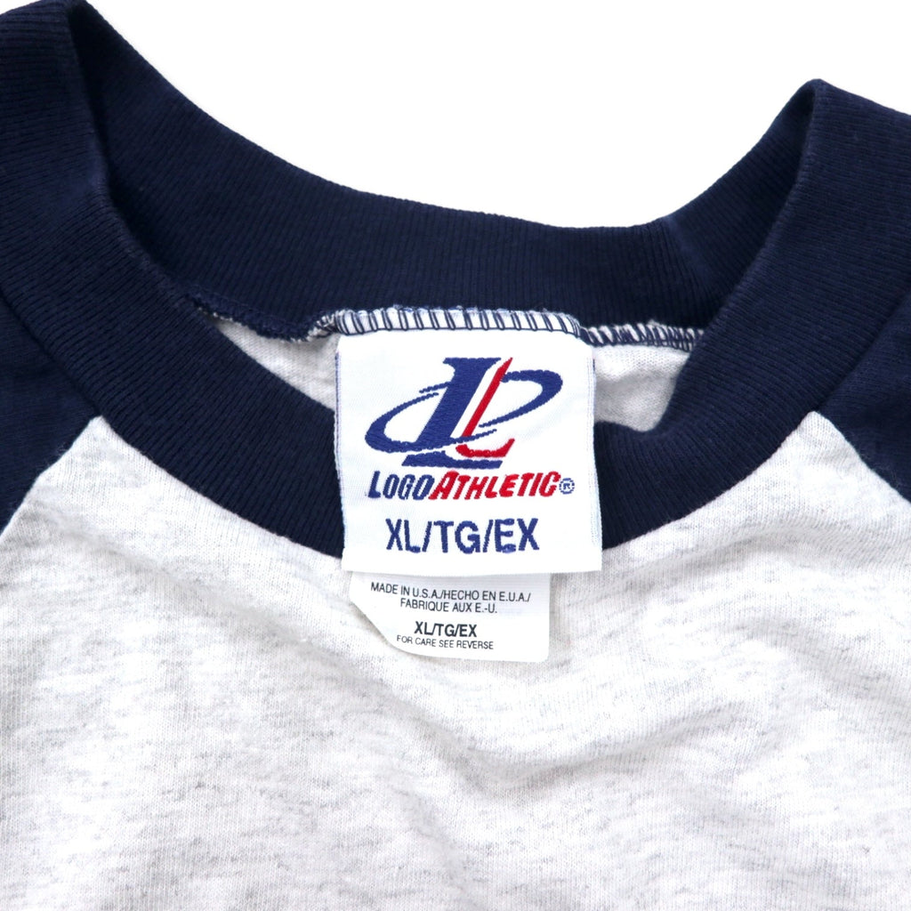 T-shirt a maniche raglan LOGO ATHLETIC MLB anni '90, Made in USA, XL, grigio navy, cotone, Mariners, taglia grande