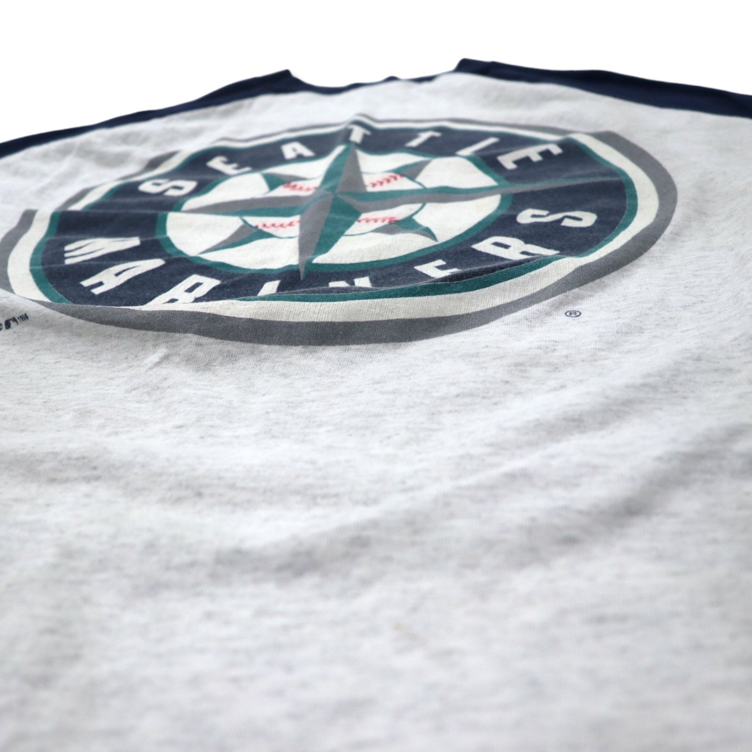 T-shirt a maniche raglan LOGO ATHLETIC MLB anni '90, Made in USA, XL, grigio navy, cotone, Mariners, taglia grande