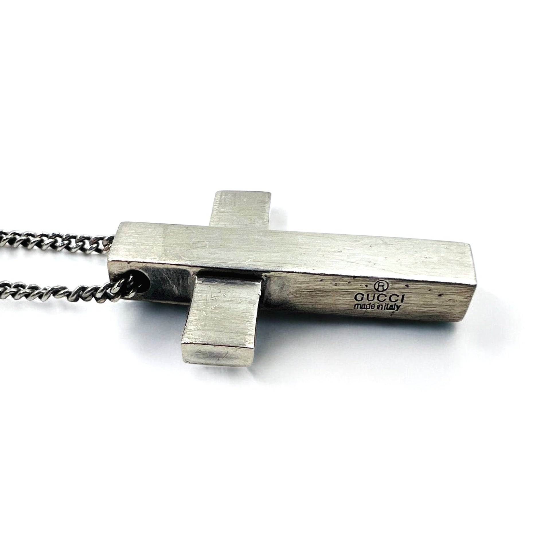 GUCCI - Collana/Girocollo con ciondolo a croce "Fancy" in argento sterling 925, Made in Italy