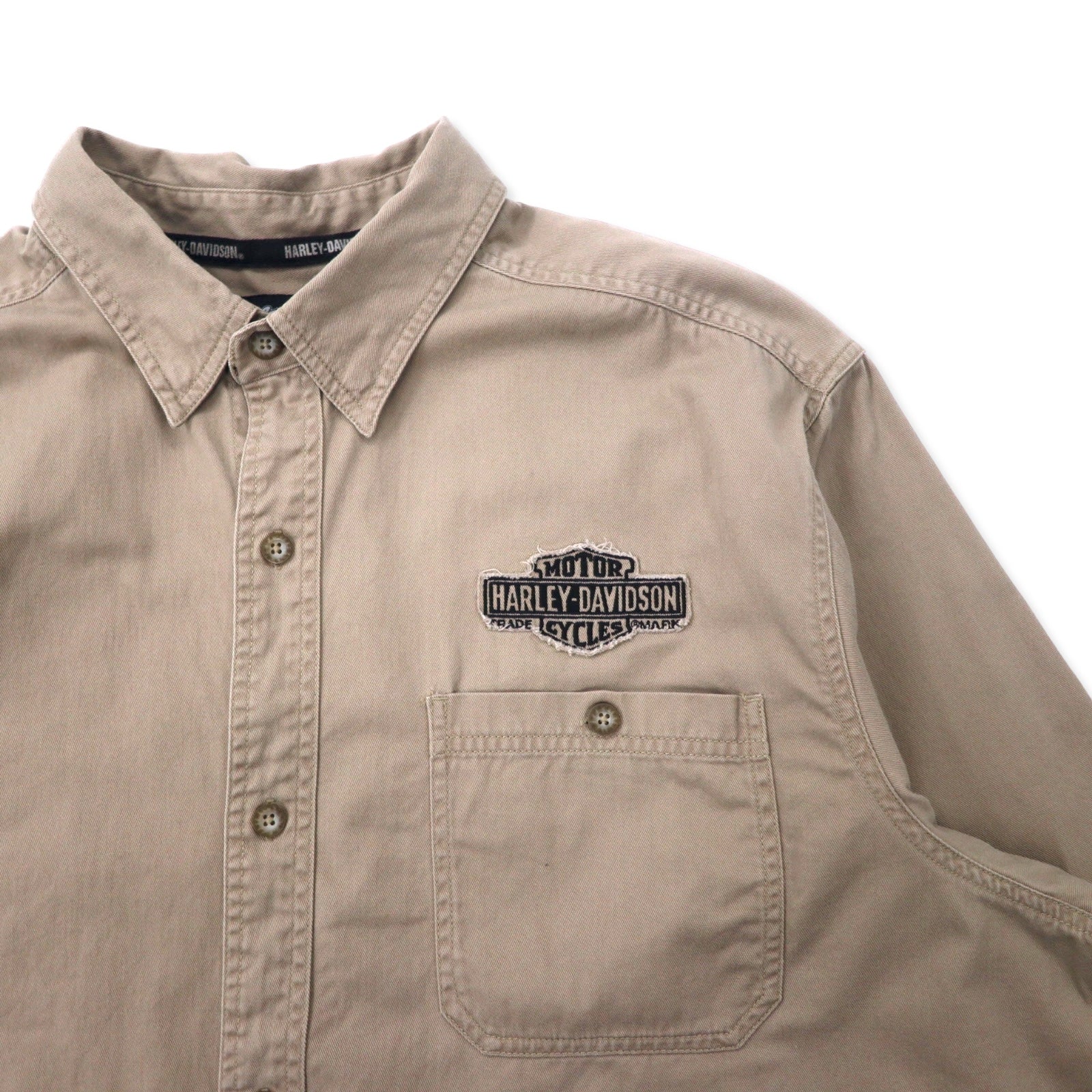 Camicia HARLEY DAVIDSON in twill di cotone con logo ricamato sul retro, 2XL, beige, taglia grande