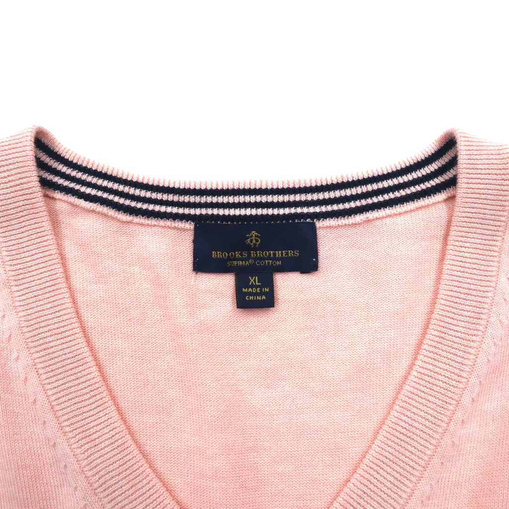 BROOKS BROTHERS Maglione a V in cotone Supima, taglia XL, beige