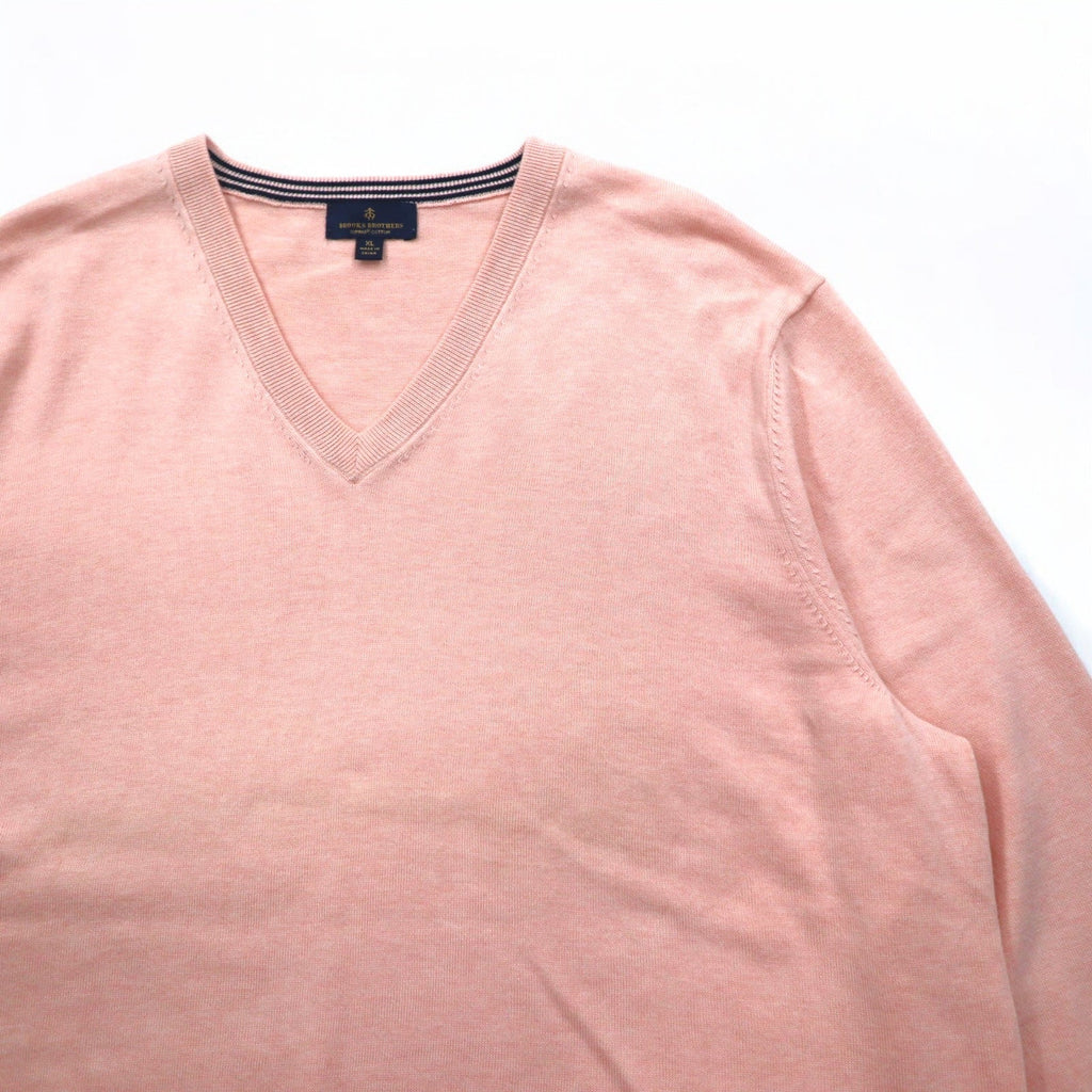 BROOKS BROTHERS Maglione a V in cotone Supima, taglia XL, beige