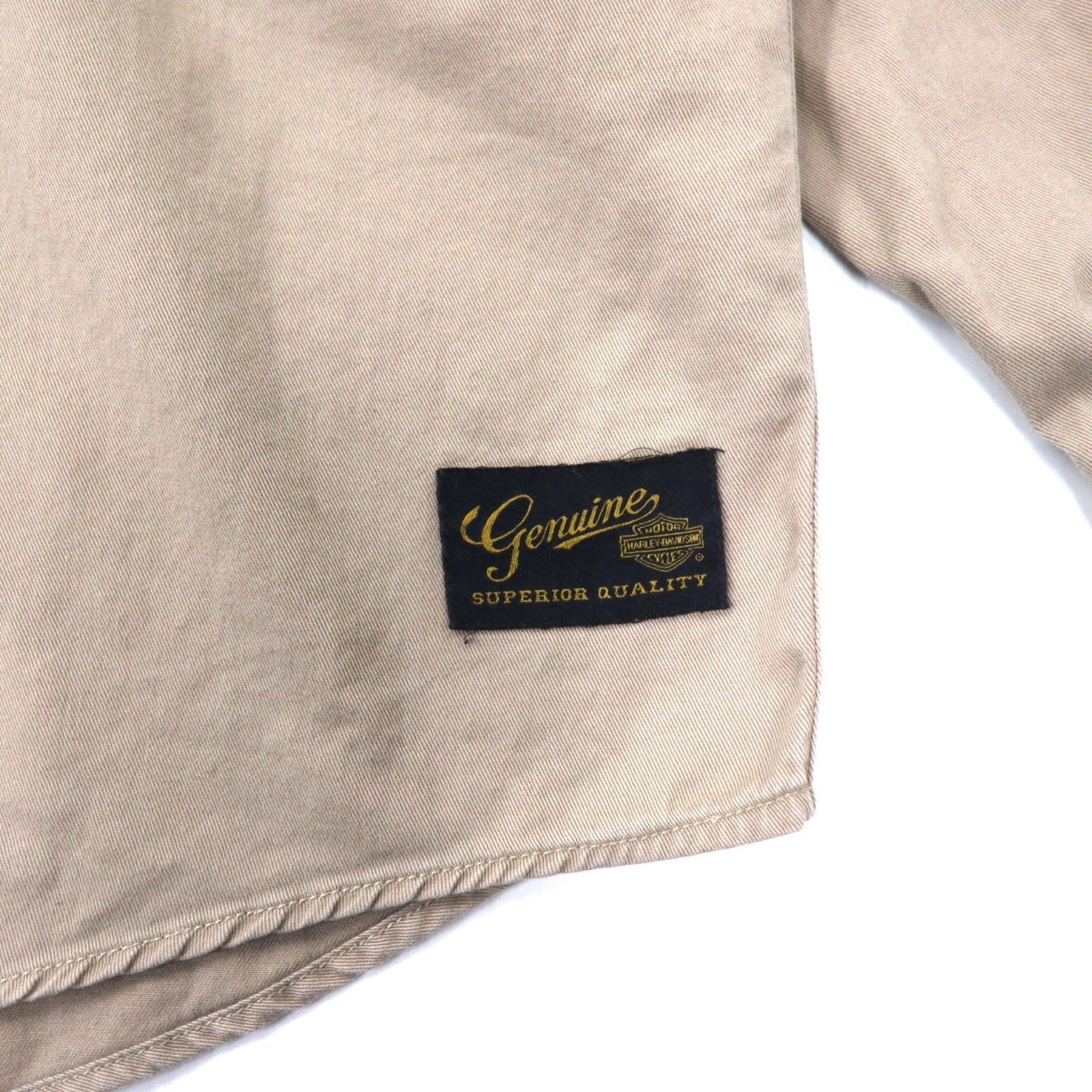 Camicia HARLEY DAVIDSON in twill di cotone con logo ricamato sul retro, 2XL, beige, taglia grande