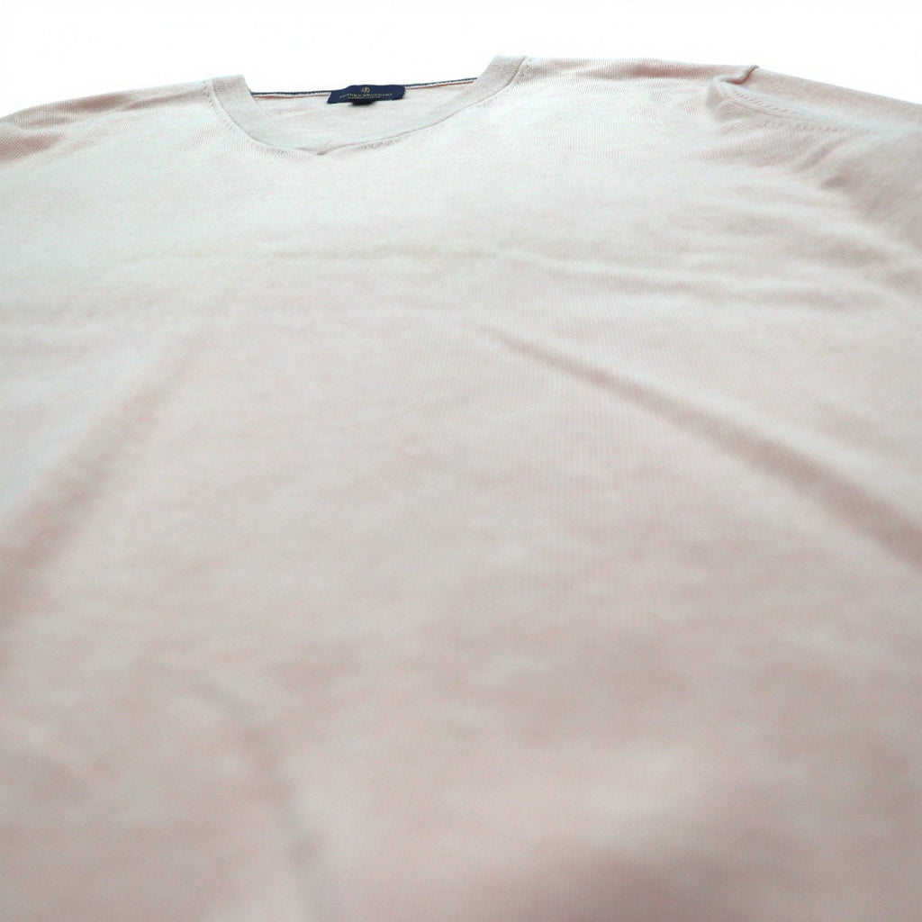 BROOKS BROTHERS Maglione a V in cotone Supima, taglia XL, beige