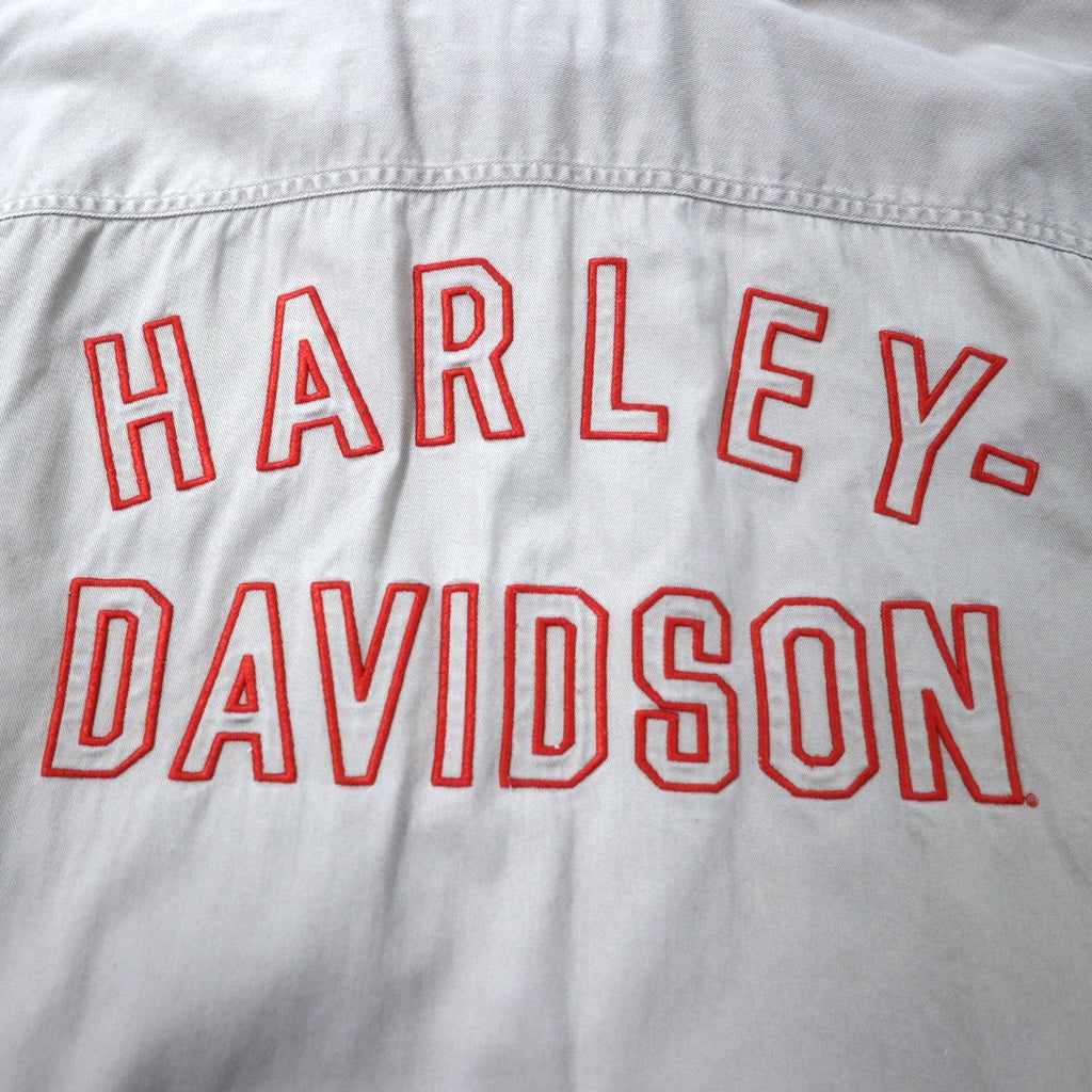Camicia HARLEY DAVIDSON in twill di cotone con logo ricamato sul retro, 2XL, beige, taglia grande