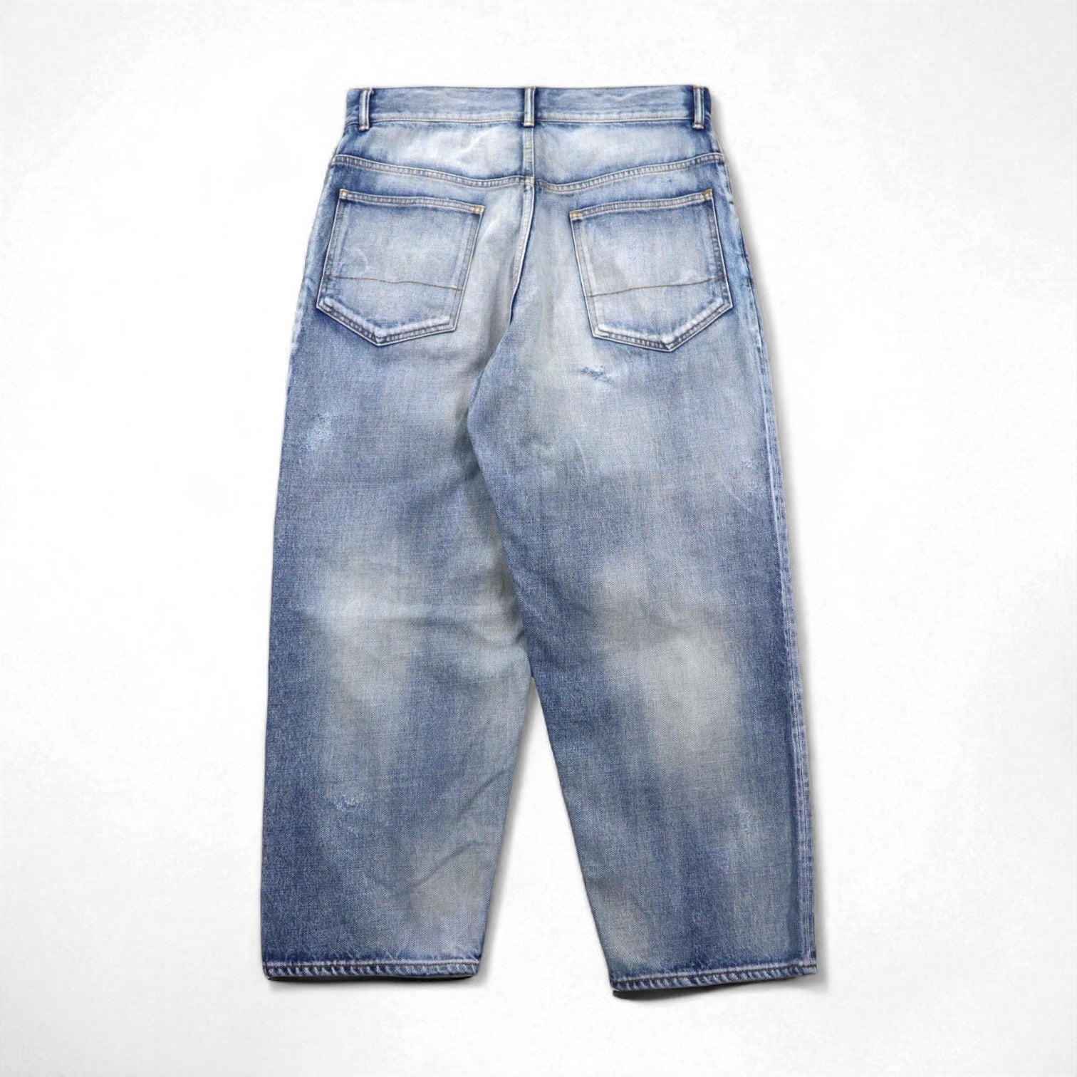 ANCELLM Jeans affusolati in denim selvedge a 5 tasche, colore indaco, taglia L, con finitura vintage ANC-PT03-B