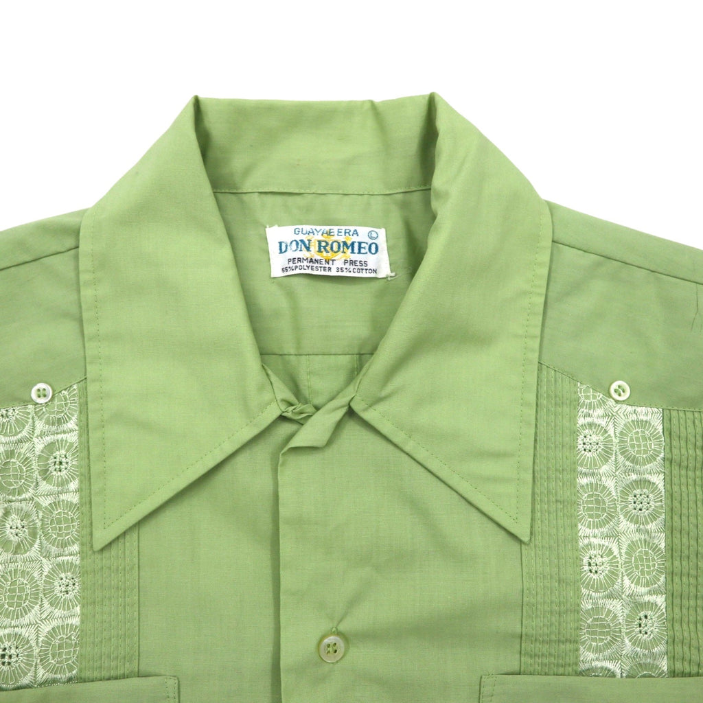 Camicia cubana DON ROMEO anni '70 L verde poliestere cotone multi-tasche