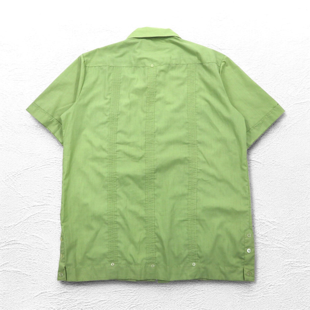 Camicia cubana DON ROMEO anni '70 L verde poliestere cotone multi-tasche