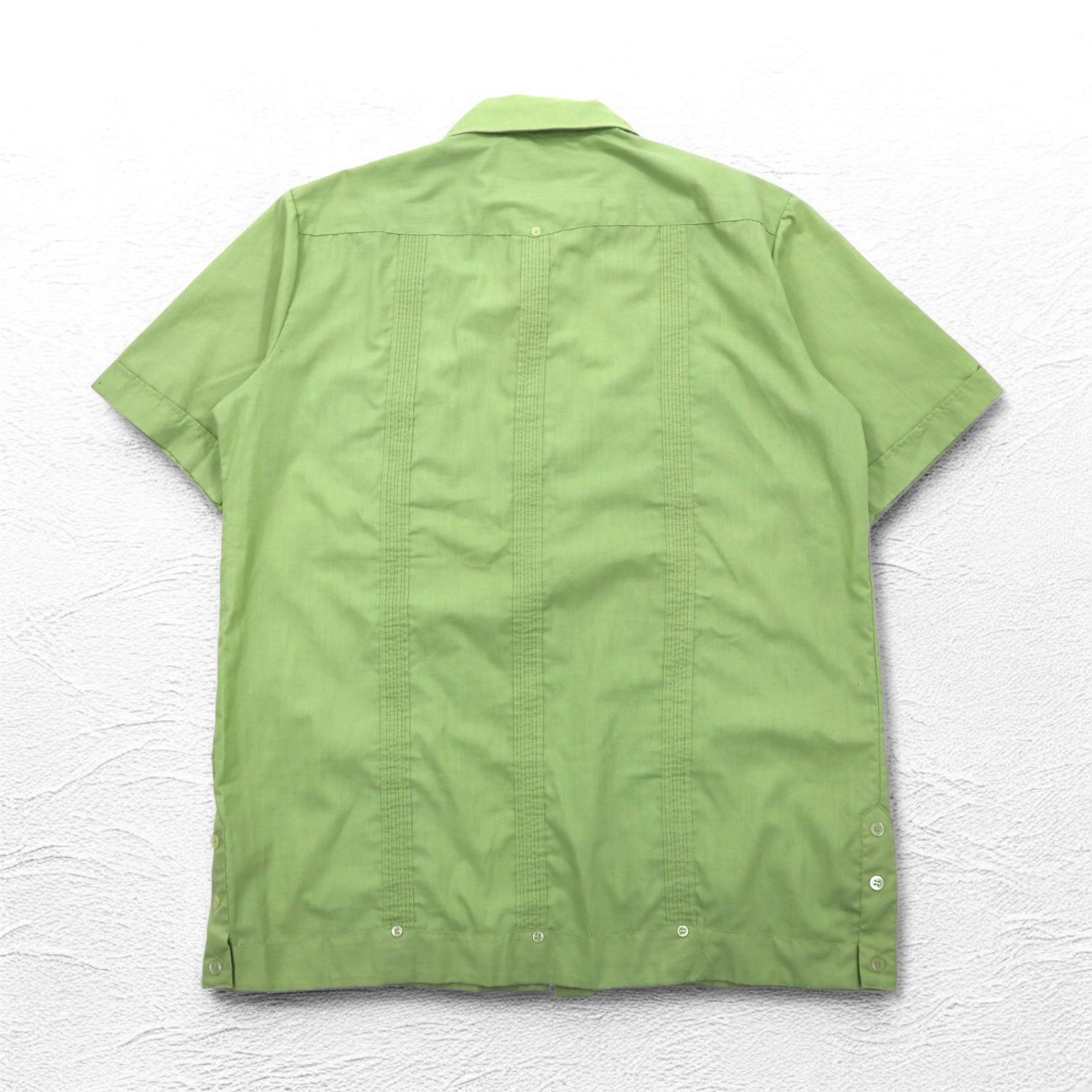 Camicia cubana DON ROMEO anni '70 L verde poliestere cotone multi-tasche