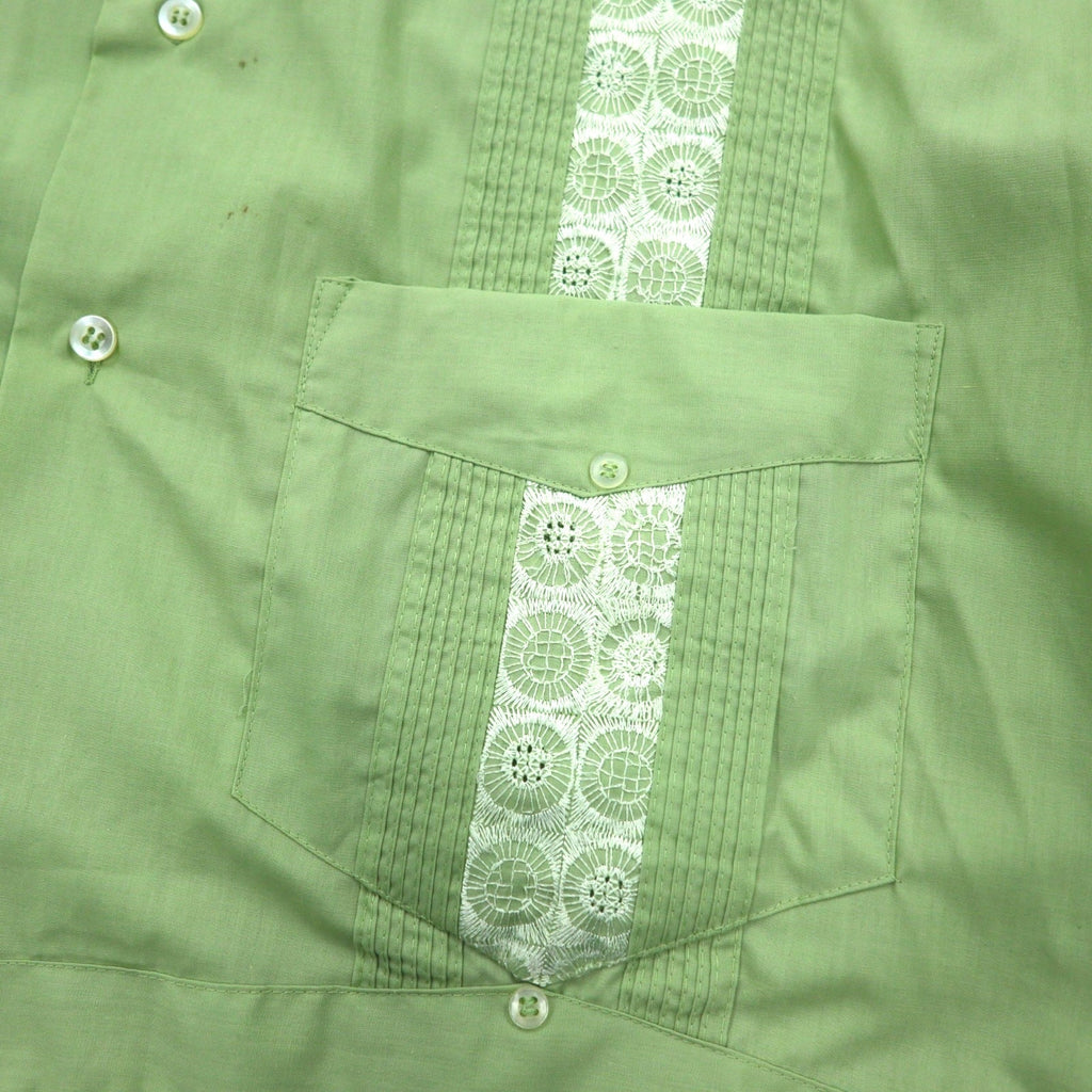 Camicia cubana DON ROMEO anni '70 L verde poliestere cotone multi-tasche