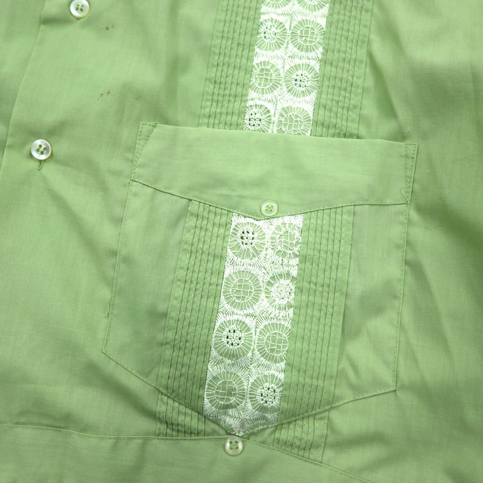Camicia cubana DON ROMEO anni '70 L verde poliestere cotone multi-tasche