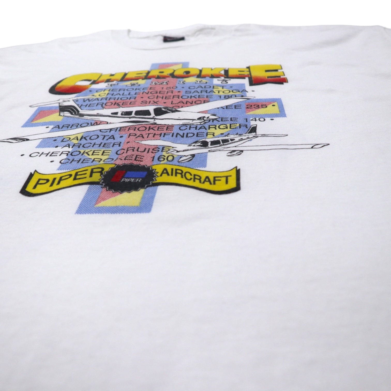 T-shirt stampata FRUIT OF THE LOOM, anni '90, made in USA, XXXL, bianca, cotone, CHEROKEE, aereo, BEST, taglia grande