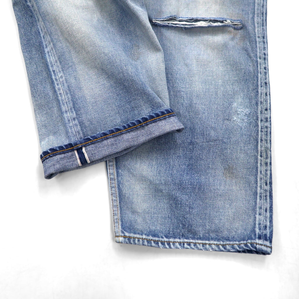 ANCELLM Jeans affusolati in denim selvedge a 5 tasche, colore indaco, taglia L, con finitura vintage ANC-PT03-B