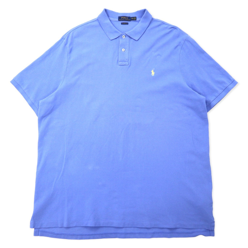 POLO RALPH LAUREN ポロシャツ XXL ブルー コットン 鹿の子 CLASSIC FIT スモールポニー刺繍 ビッグサイズ