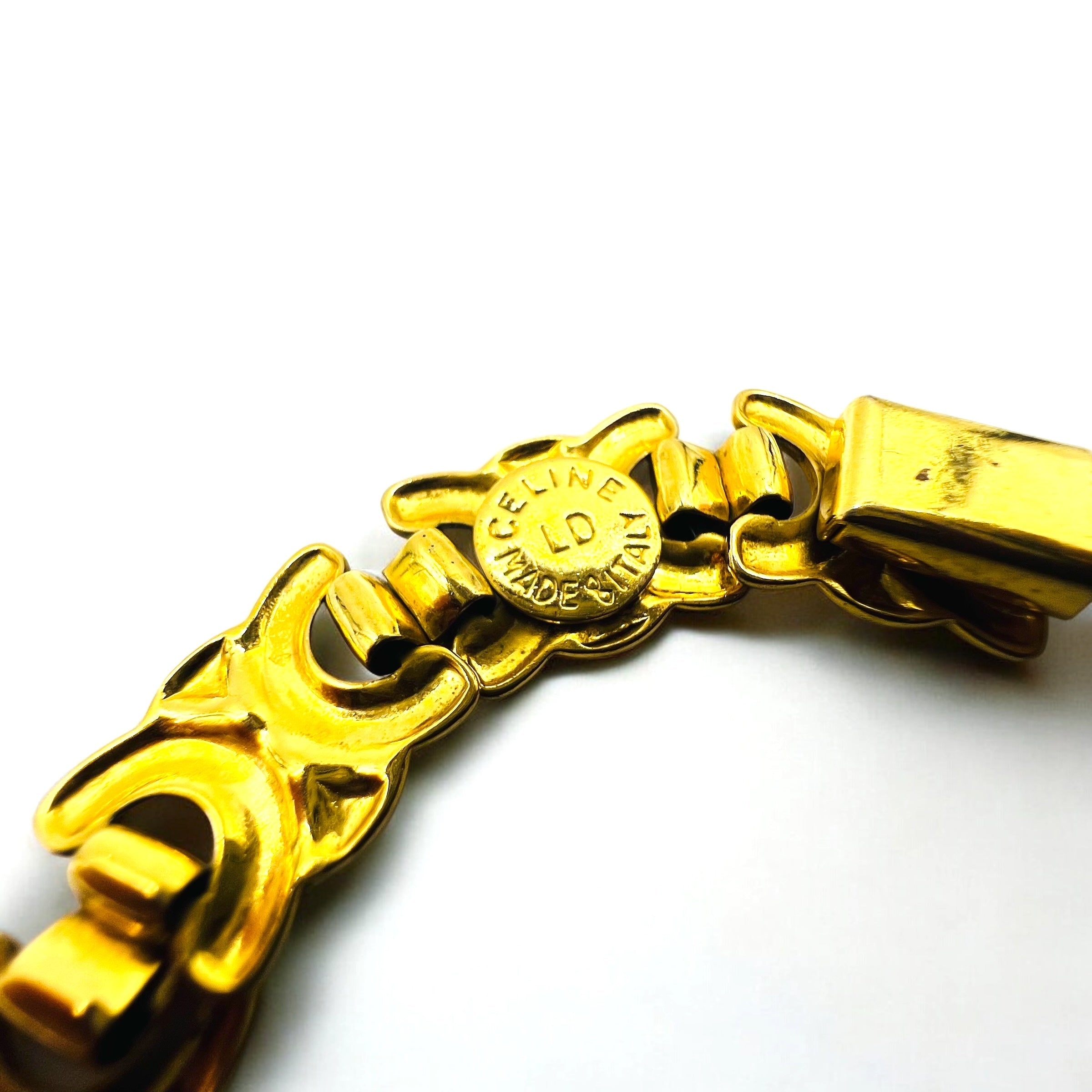 CELINE Bracciale vintage in oro con Triomphe, Made in Italy
