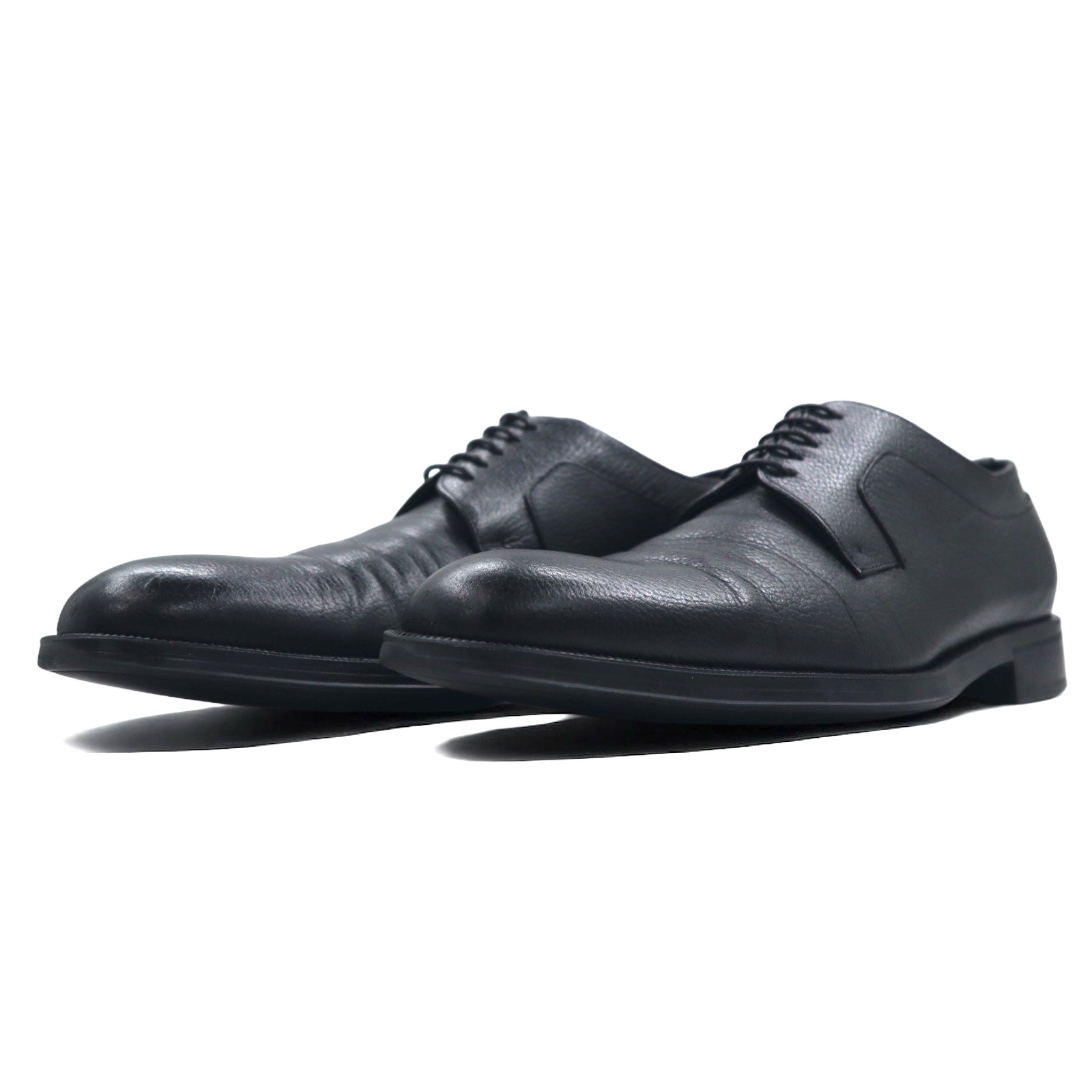 Salvatore Ferragamo Scarpe eleganti Derby 26 cm nere in pelle martellata 0478 B17 Made in Italy