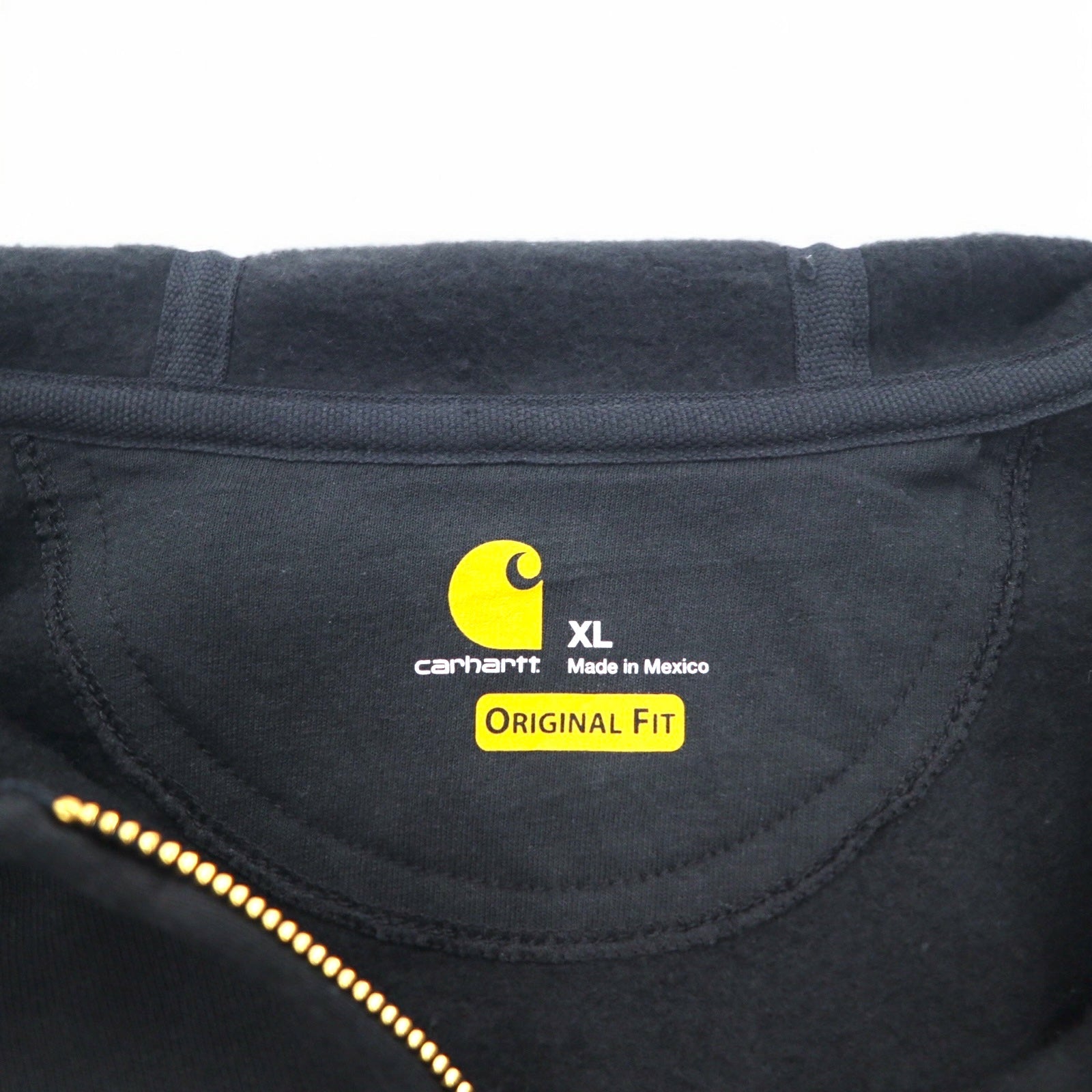 Carhartt felpa con cappuccio full zip XL nera, interno felpato, ricamo DELTA, MIDWEIGHT HOODED ZIPFRONT SWEAT K122, made in Messico, nuovo senza etichette