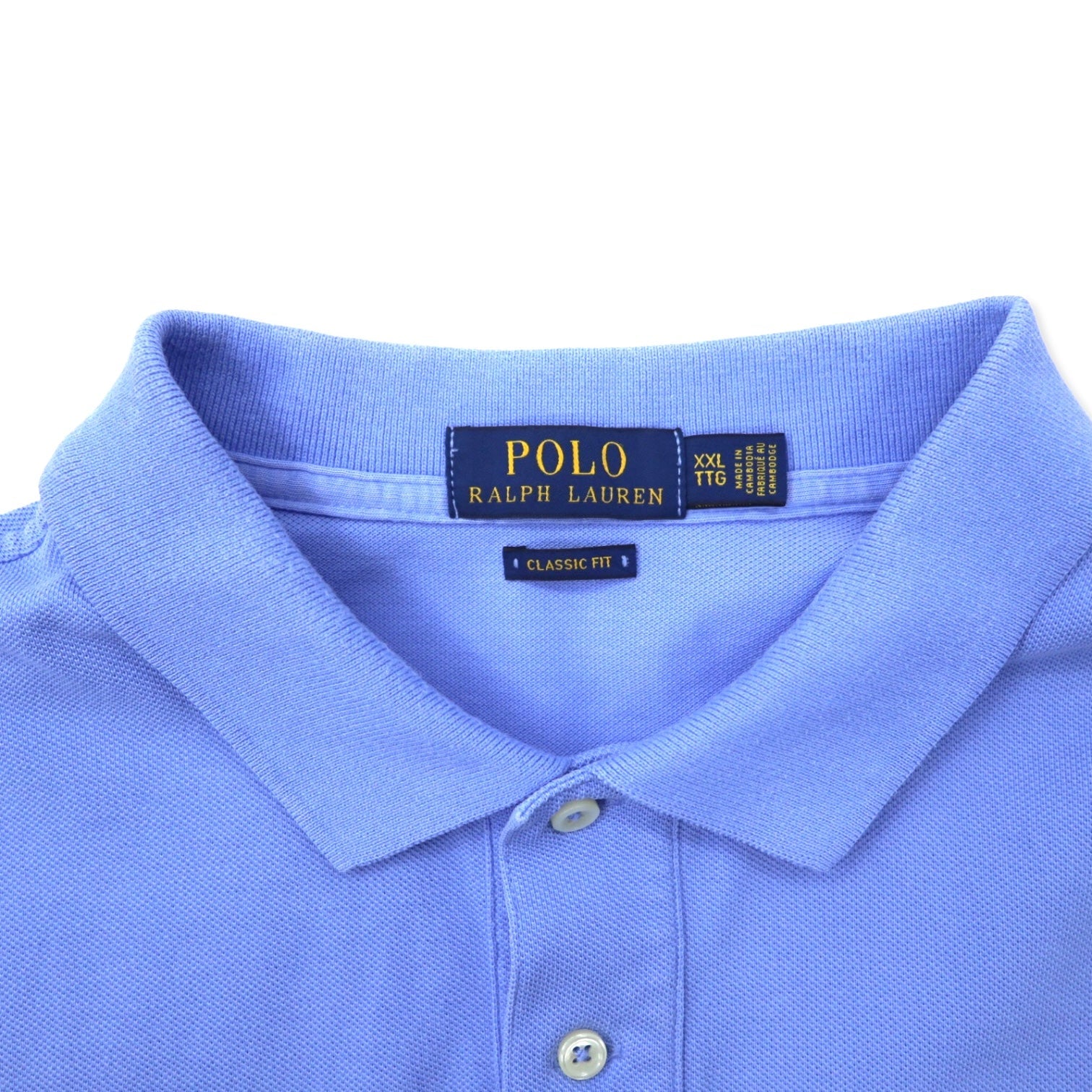 POLO RALPH LAUREN Polo XXL blu in cotone piqué CLASSIC FIT con piccolo pony ricamato, taglia grande