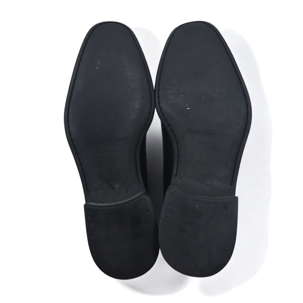 Salvatore Ferragamo Scarpe eleganti Derby 26 cm nere in pelle martellata 0478 B17 Made in Italy