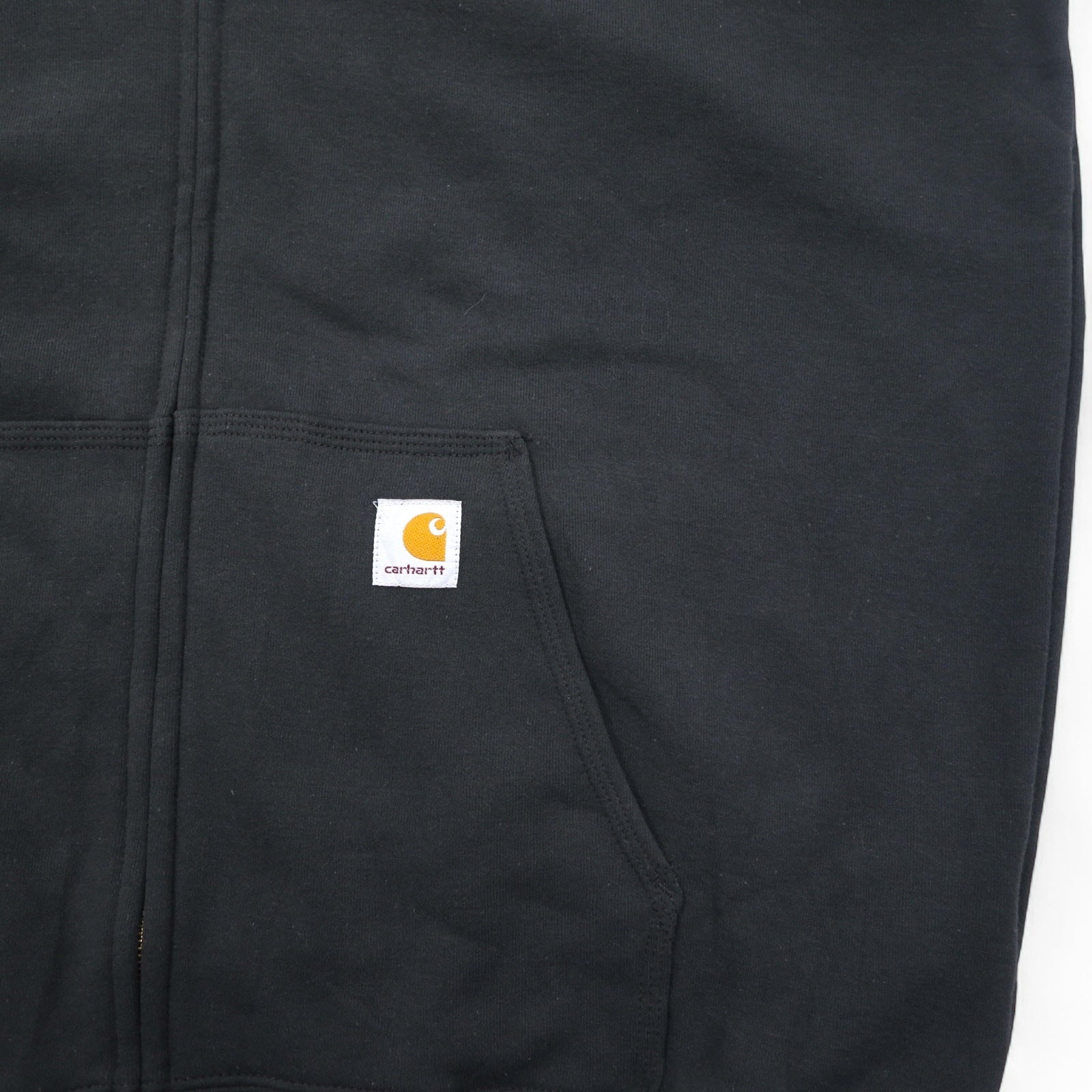 Carhartt felpa con cappuccio full zip XL nera, interno felpato, ricamo DELTA, MIDWEIGHT HOODED ZIPFRONT SWEAT K122, made in Messico, nuovo senza etichette