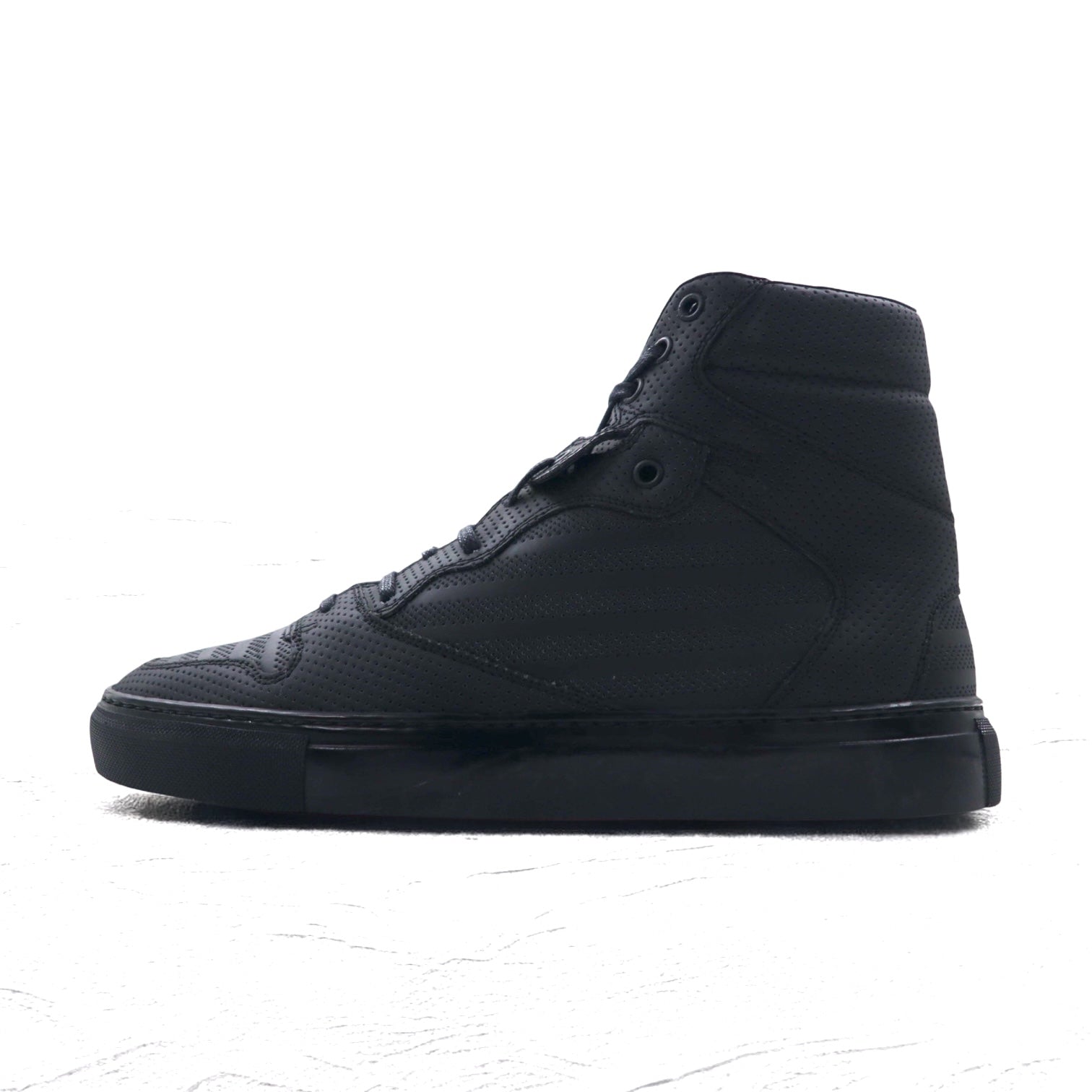 BALENCIAGA Monochrome High sneakers 27cm black pelle traforata Perforated High 373406 Made in Spain Nuovo con etichette