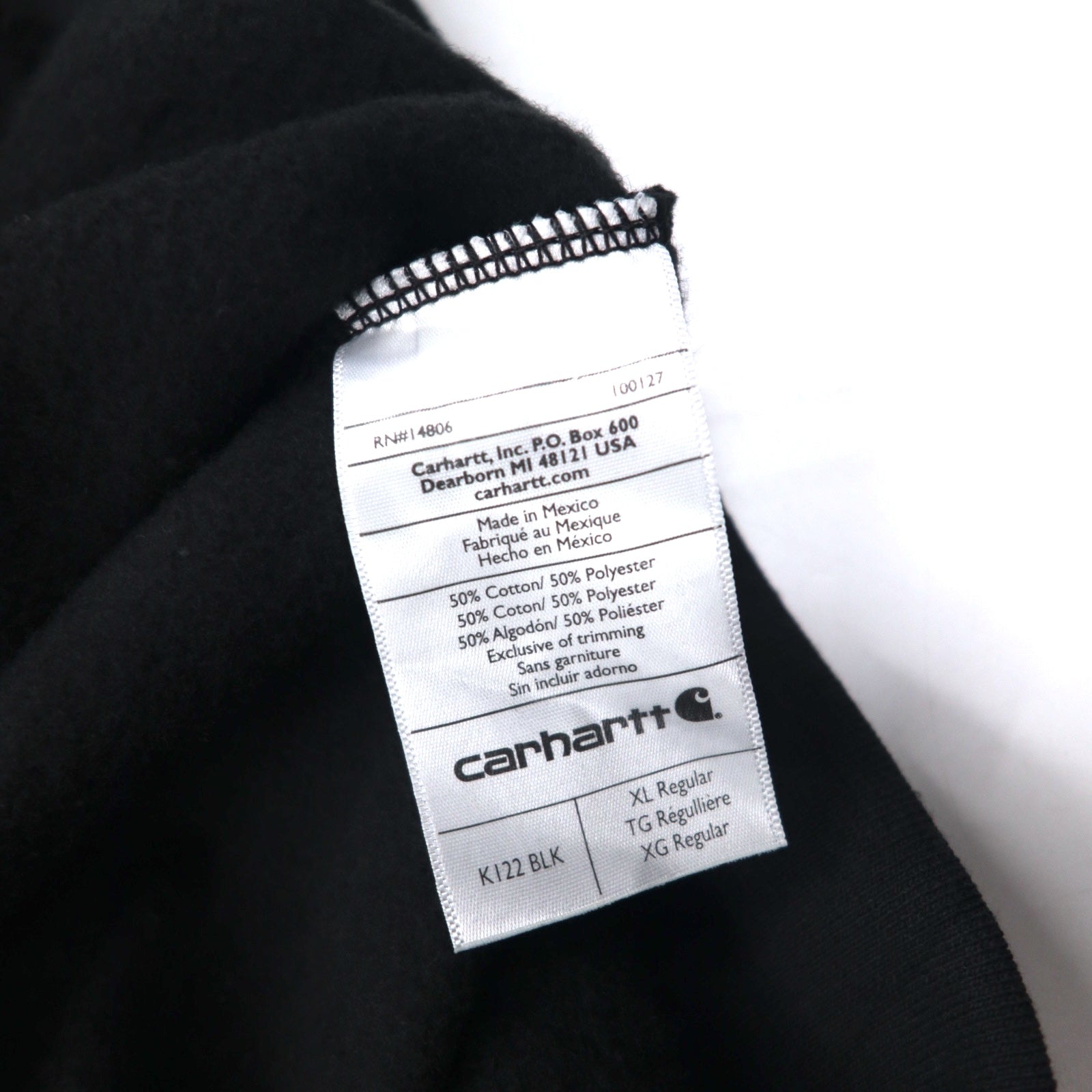 Carhartt felpa con cappuccio full zip XL nera, interno felpato, ricamo DELTA, MIDWEIGHT HOODED ZIPFRONT SWEAT K122, made in Messico, nuovo senza etichette