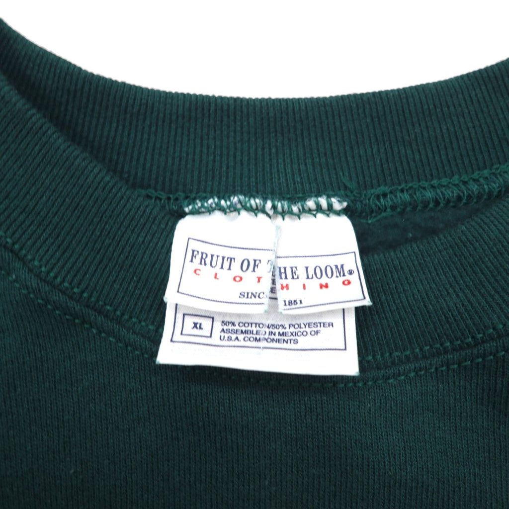 FRUIT OF THE LOOM Felpa vuota XL verde tinta unita cotone felpata all'interno