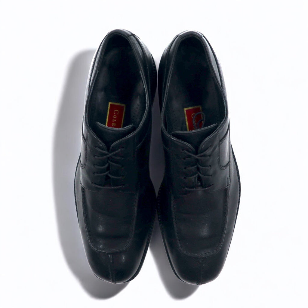 COLE HAAN Scarpe stringate eleganti con punta a U e spacco, 28.5 cm, nere, in pelle, allacciatura aperta 01594
