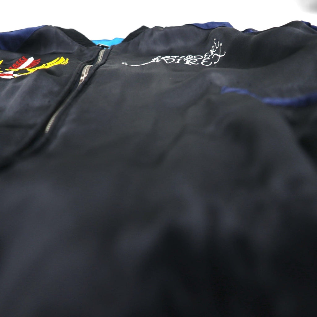 AVIREX Giacca Souvenir Reversibile in Raso Sukajan L Nera Blu Raso Ricamata 6112012