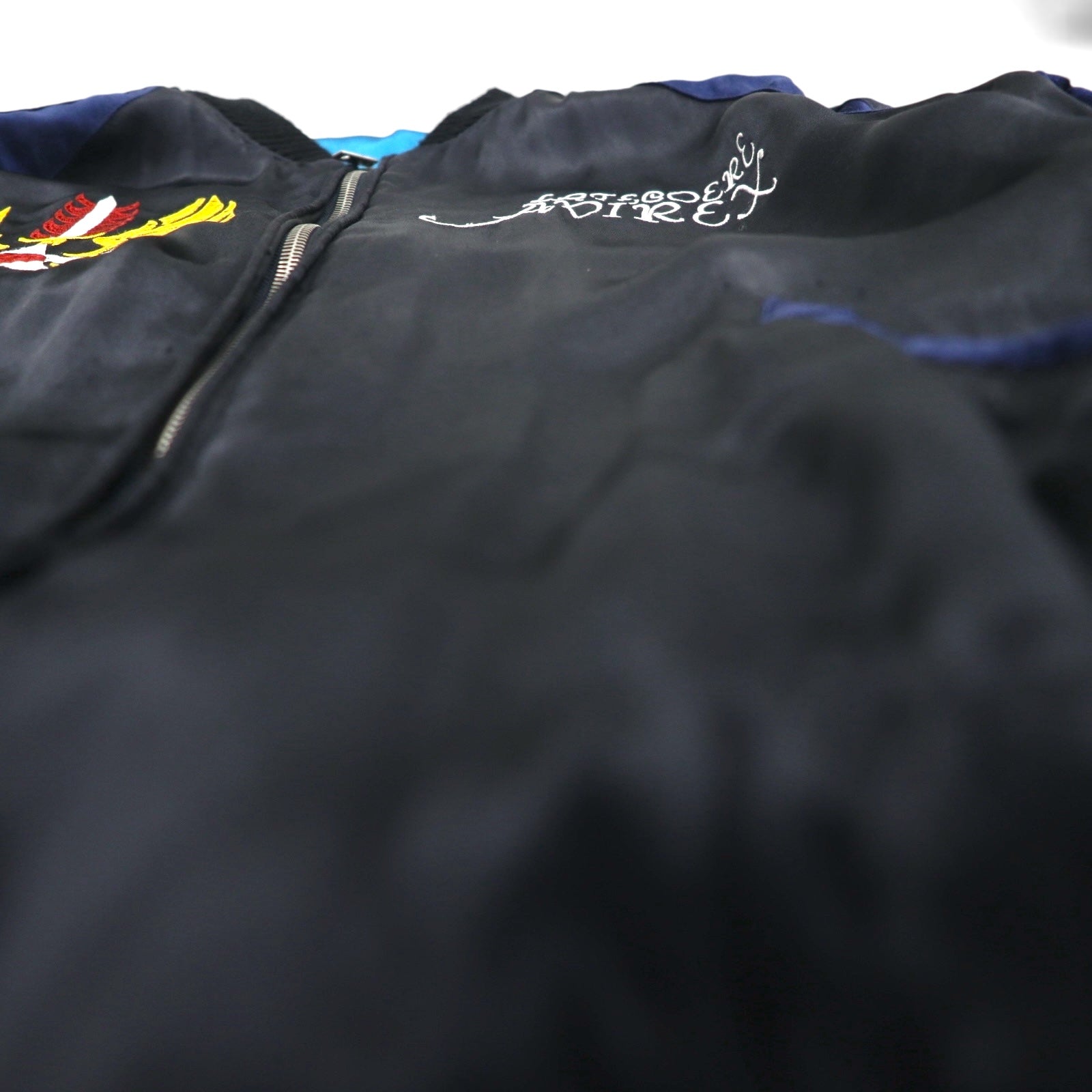 AVIREX Giacca Souvenir Reversibile in Raso Sukajan L Nera Blu Raso Ricamata 6112012