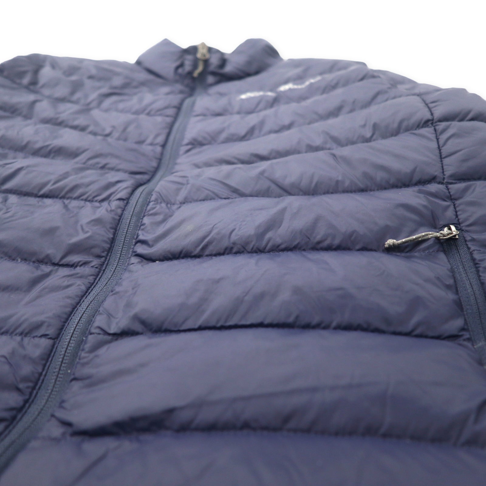 Eddie Bauer ダウンジャケット S ネイビー ナイロン 650フィルパワー ワンポイントロゴ EB650
