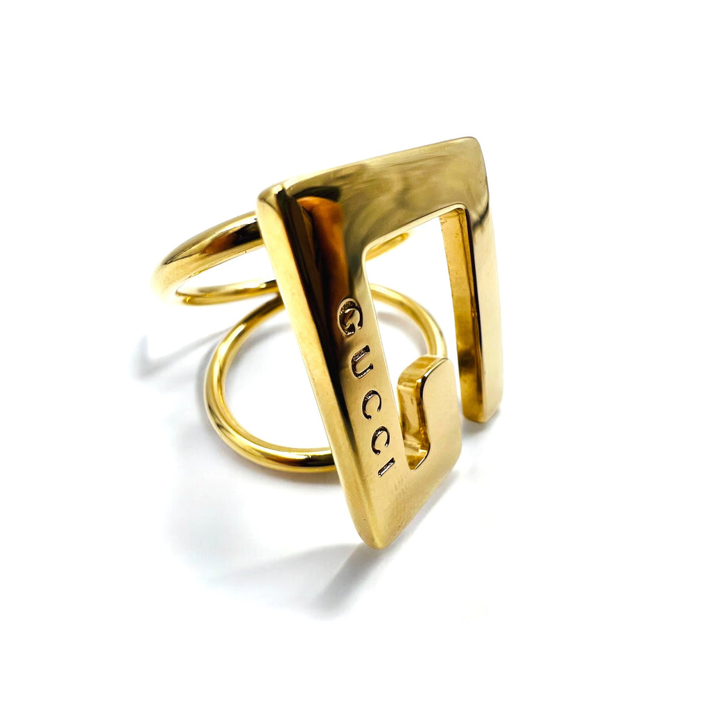 GUCCI Made in Italy Anello per foulard G logo Metallo dorato