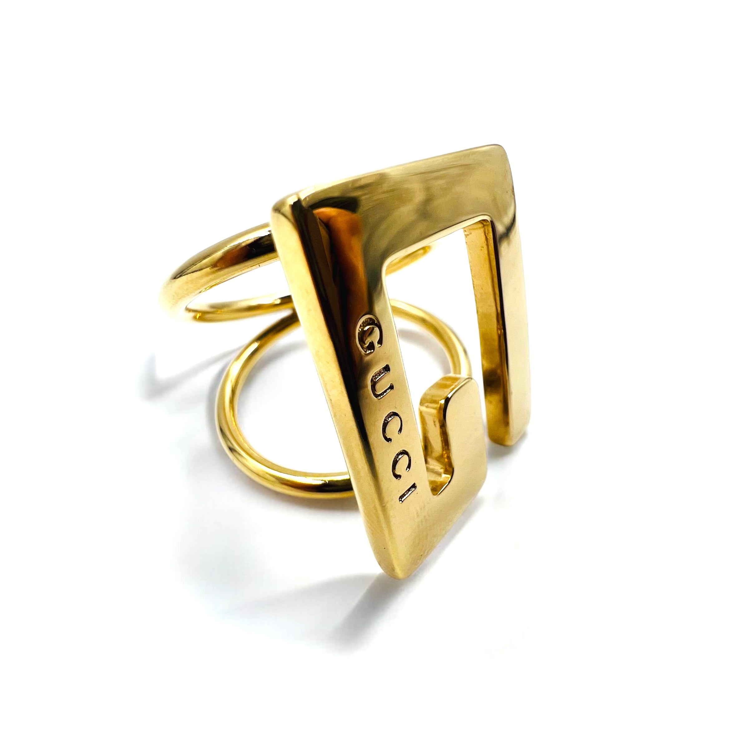 GUCCI Made in Italy Anello per foulard G logo Metallo dorato