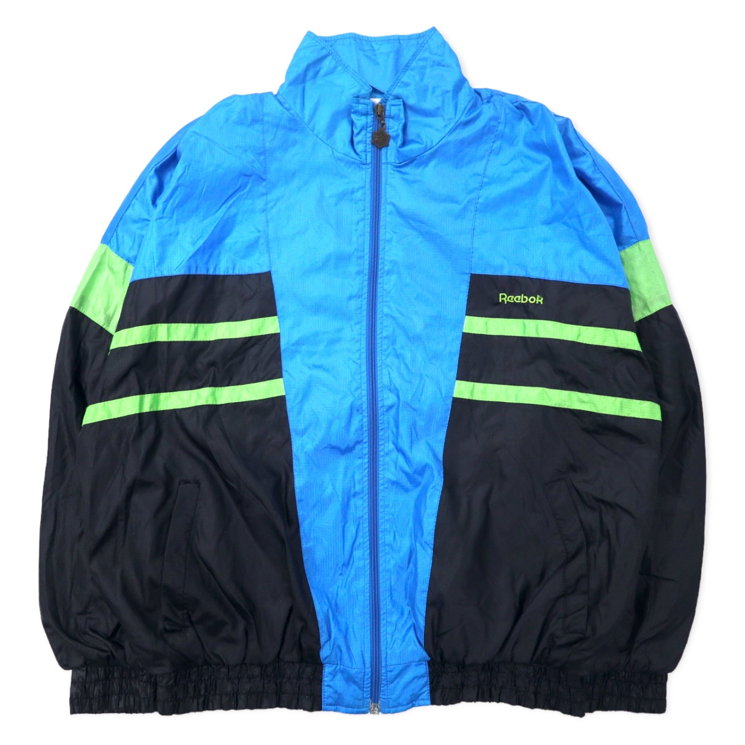 Reebok anni '90 Giacca in nylon Tuta M Blu Poliestere Logo ricamato sulla schiena