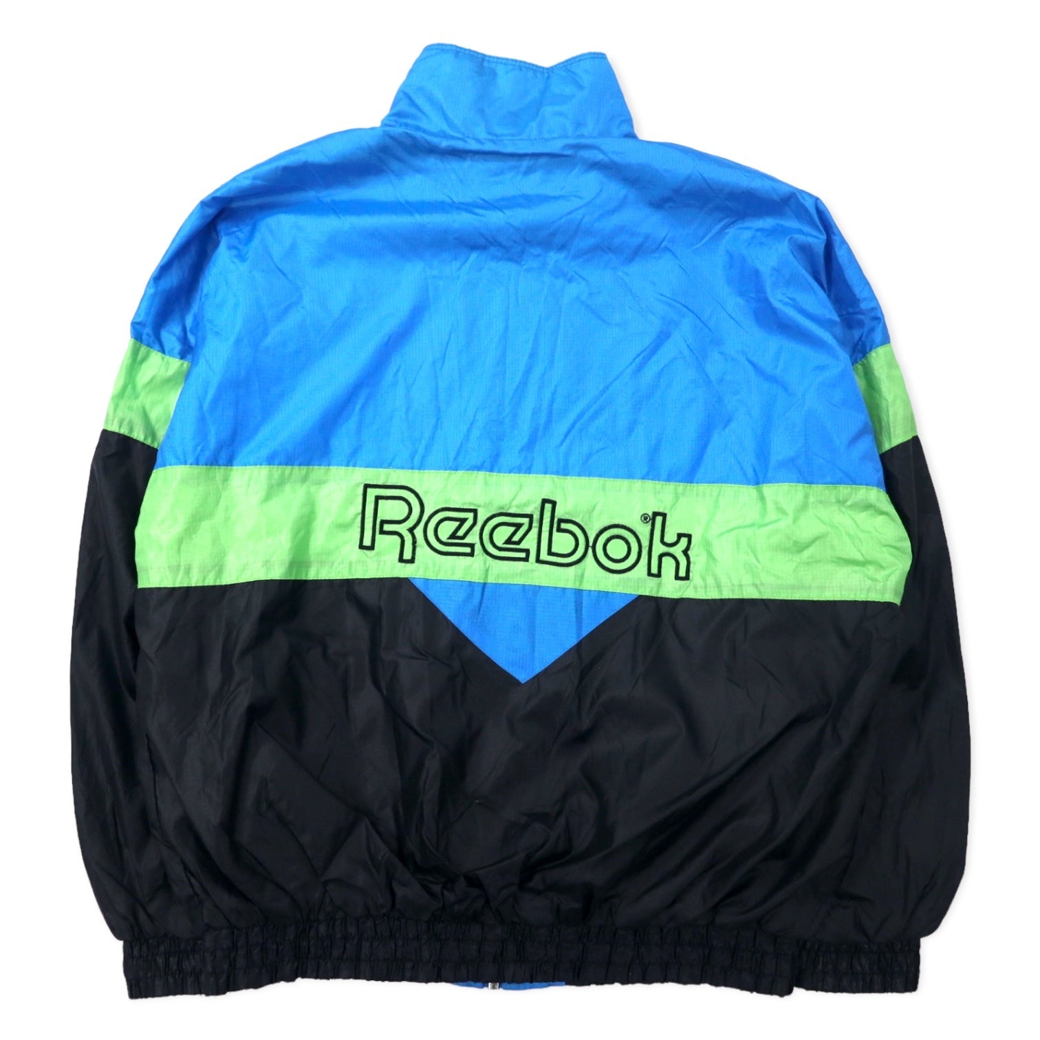 Reebok anni '90 Giacca in nylon Tuta M Blu Poliestere Logo ricamato sulla schiena
