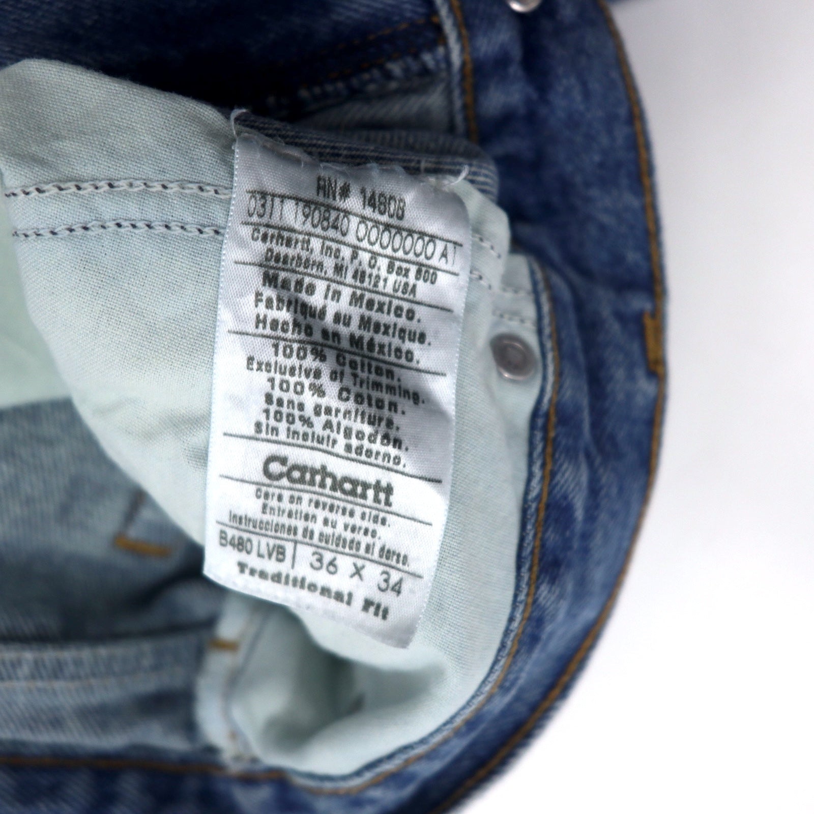 Carhartt Traditional Fit Jeans 36 blu cotone B480LVB made in Messico
