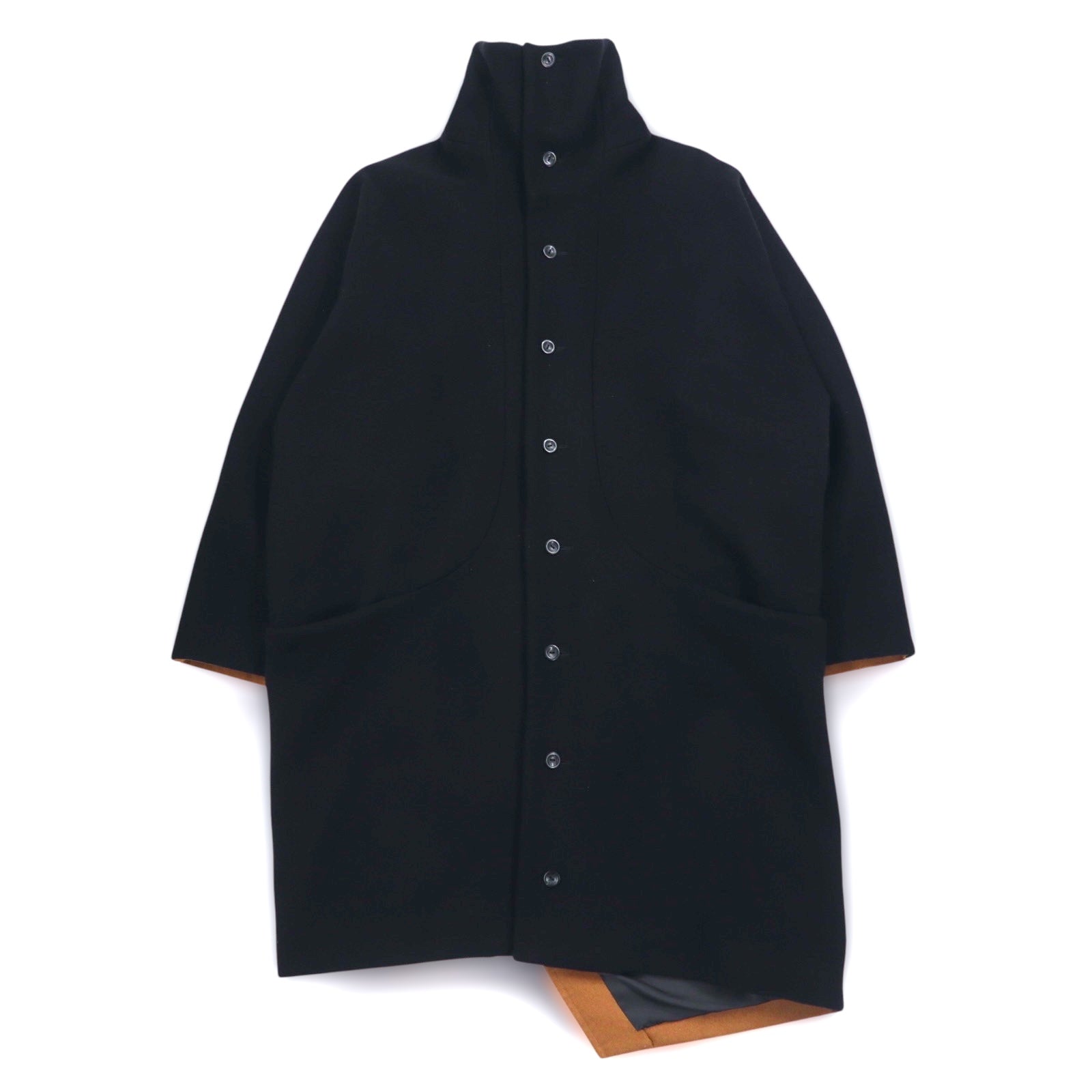 ka na ta Cappotto a palloncino con collo a listino, taglia unica, nero, beige, bicolore, in lana, made in Japan