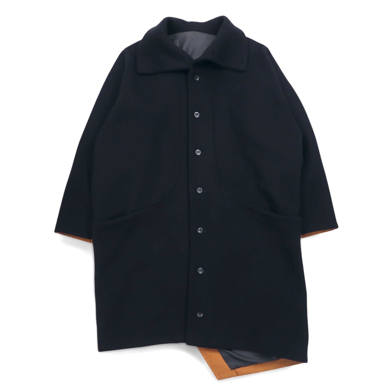 ka na ta Cappotto a palloncino con collo a listino, taglia unica, nero, beige, bicolore, in lana, made in Japan