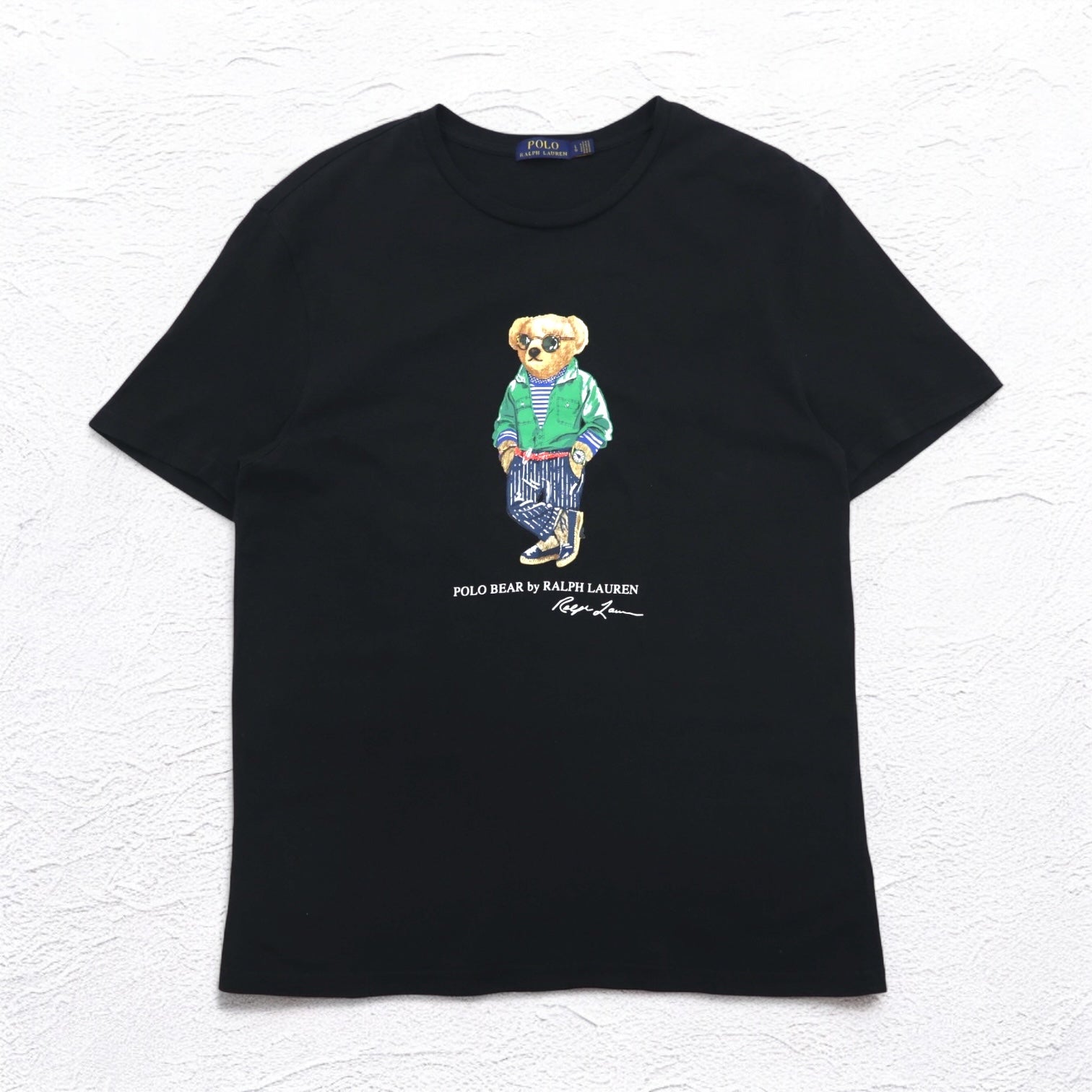 POLO RALPH LAUREN T-shirt con stampa Polo Bear, taglia L, colore nero, in cotone POLO BEAR