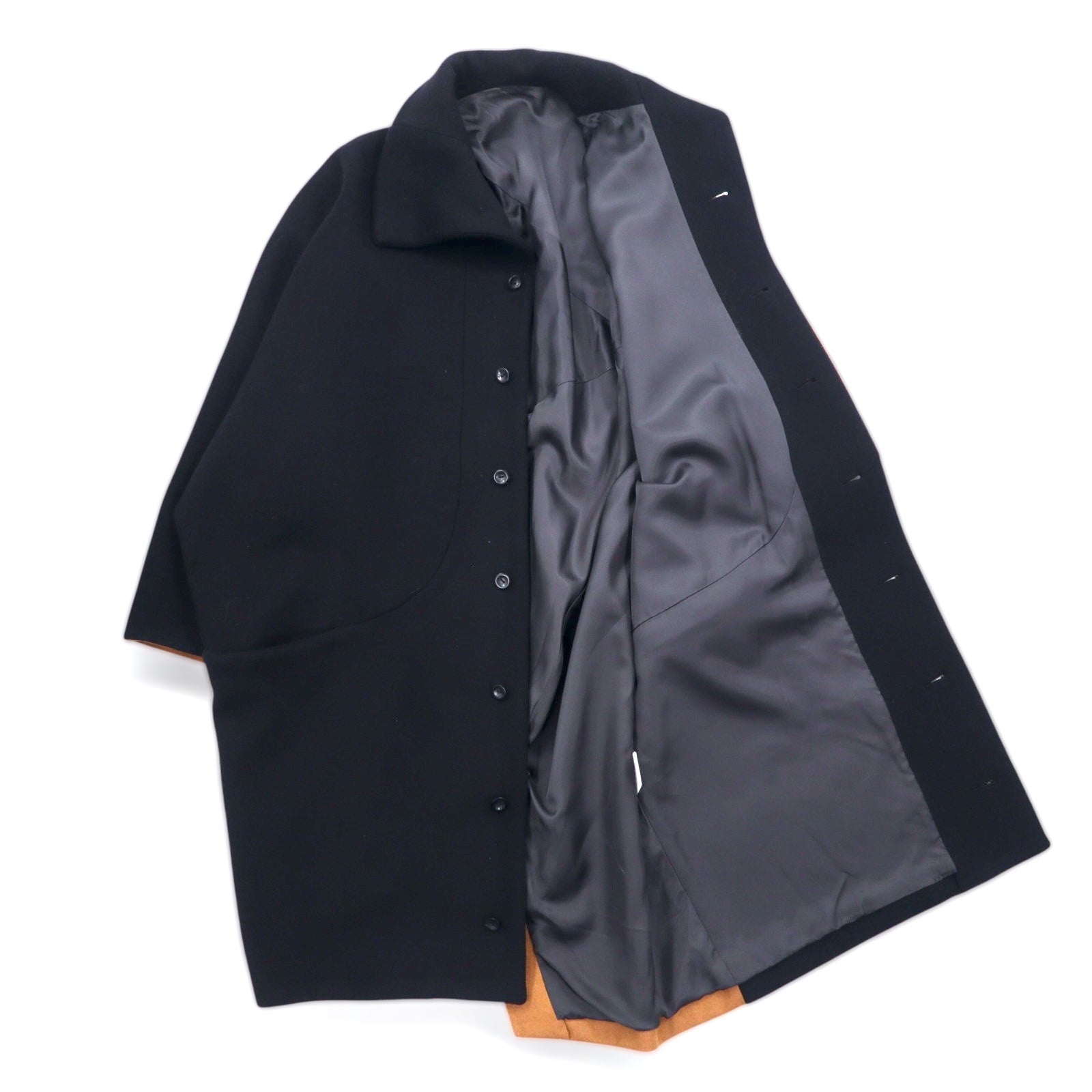 ka na ta Cappotto a palloncino con collo a listino, taglia unica, nero, beige, bicolore, in lana, made in Japan