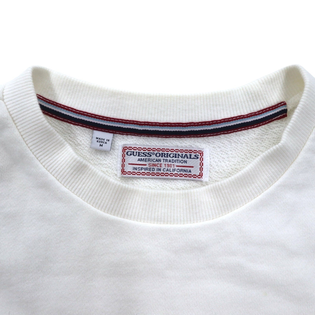 GUESS ORIGINALS トライアングルロゴ 刺繍 スウェット M ホワイト コットン