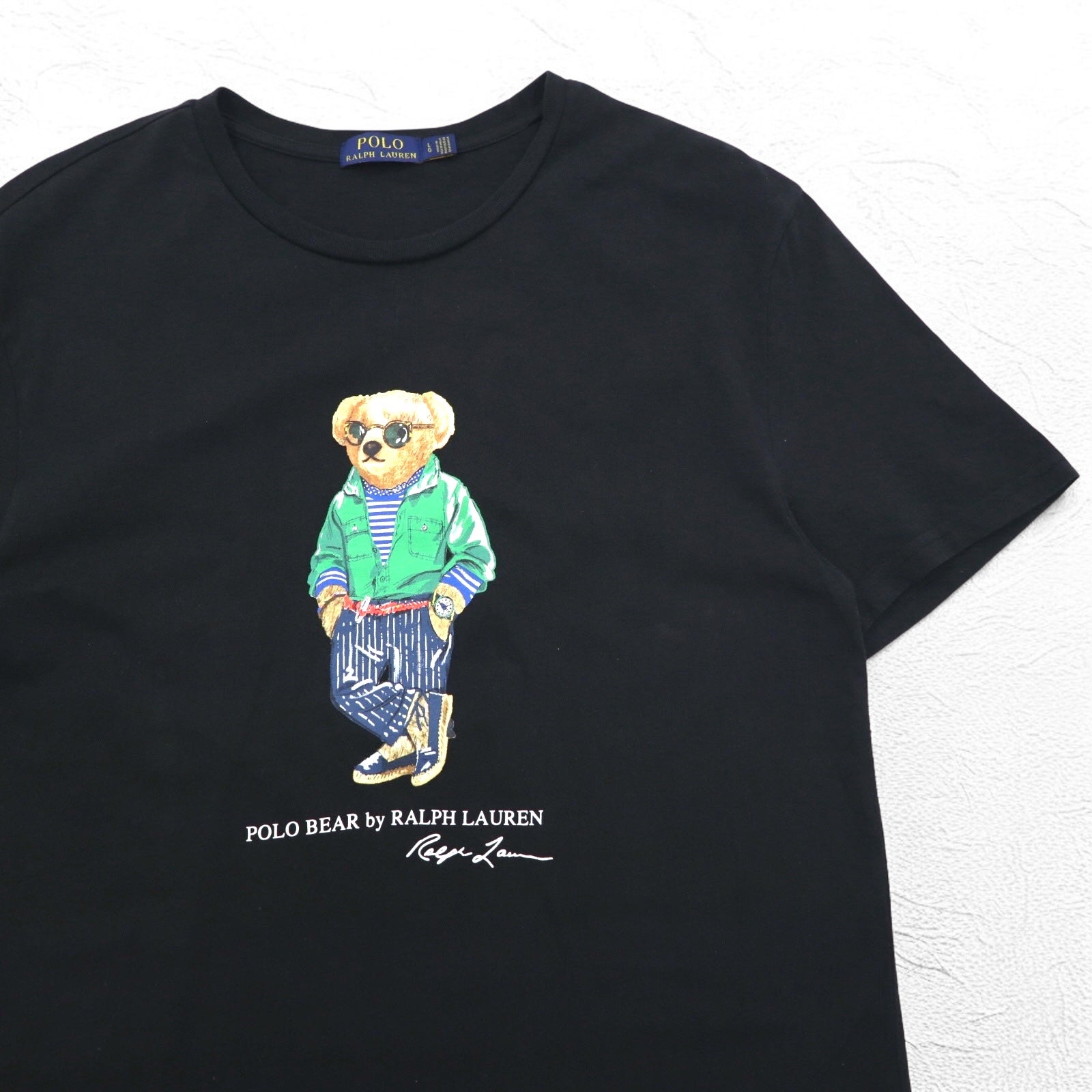 POLO RALPH LAUREN T-shirt con stampa Polo Bear, taglia L, colore nero, in cotone POLO BEAR