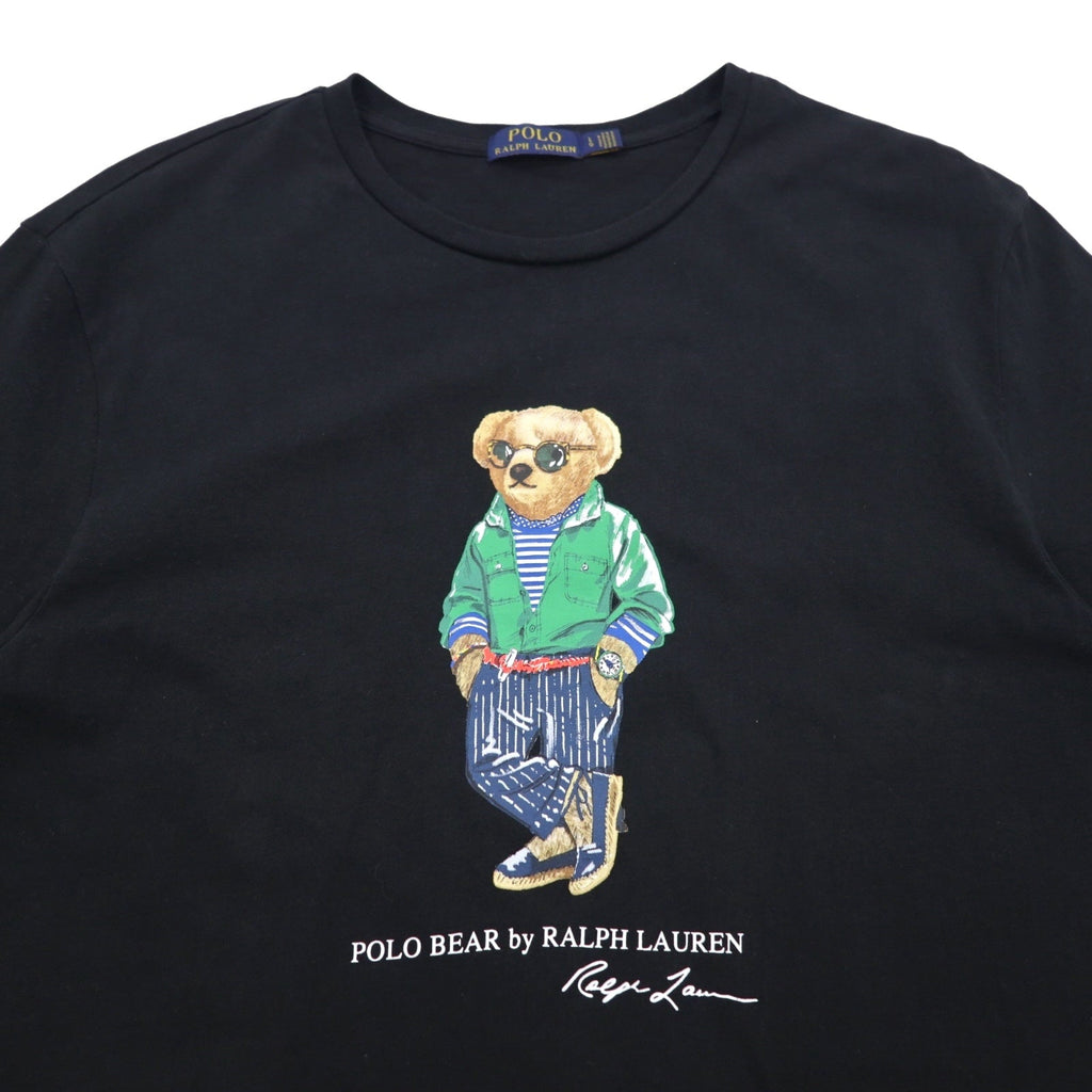 POLO RALPH LAUREN T-shirt con stampa Polo Bear, taglia L, colore nero, in cotone POLO BEAR