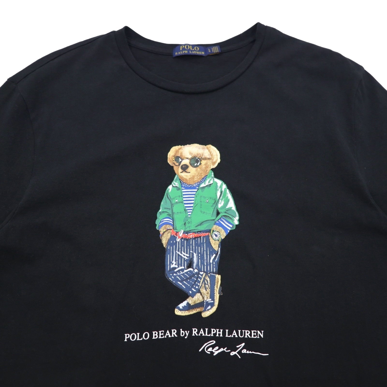 POLO RALPH LAUREN T-shirt con stampa Polo Bear, taglia L, colore nero, in cotone POLO BEAR