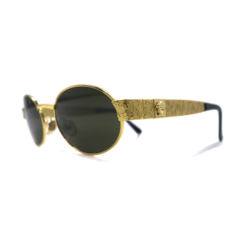 GIANNI VERSACE ヴィンテージ イタリア製 メデューサ ガンメタル サングラス オーバル ゴールド X01 58M