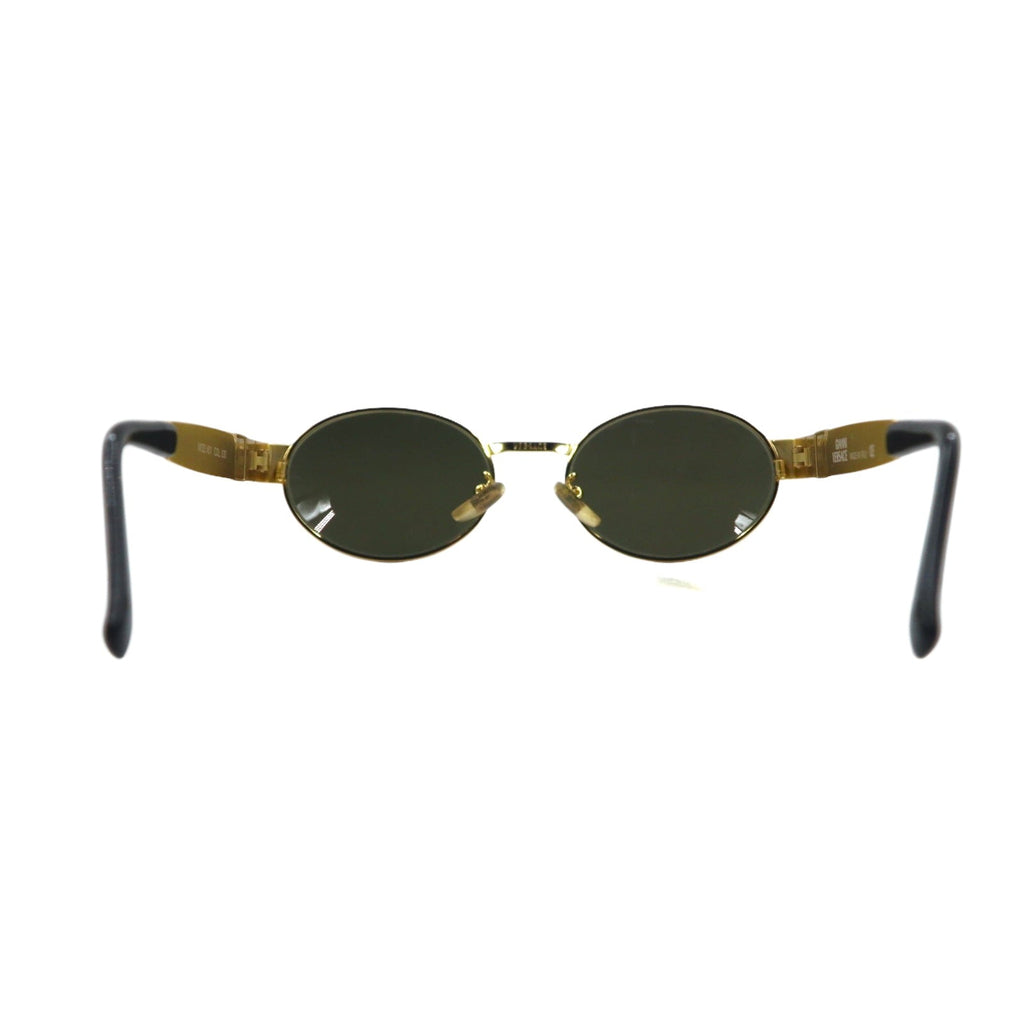GIANNI VERSACE ヴィンテージ イタリア製 メデューサ ガンメタル サングラス オーバル ゴールド X01 58M