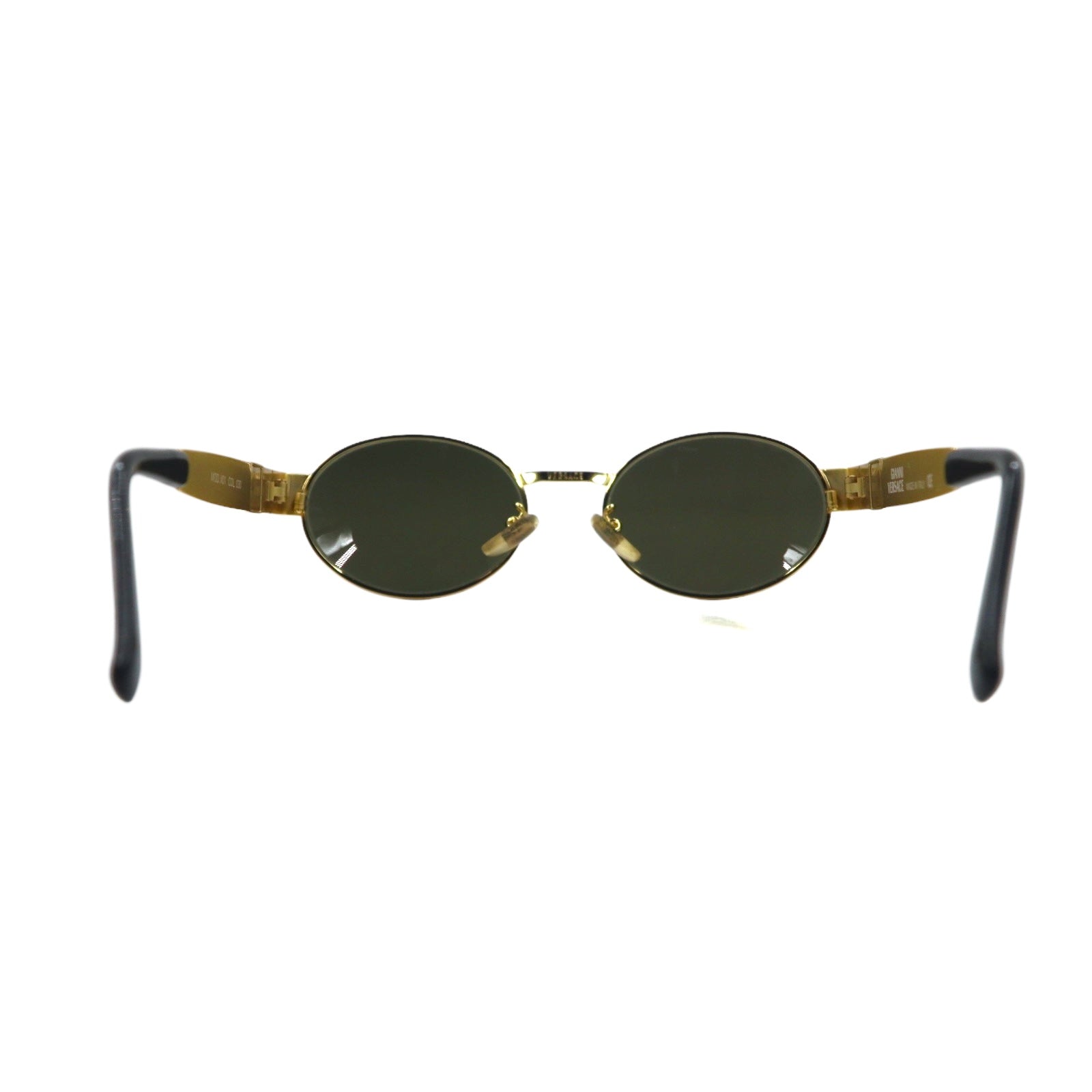GIANNI VERSACE ヴィンテージ イタリア製 メデューサ ガンメタル サングラス オーバル ゴールド X01 58M