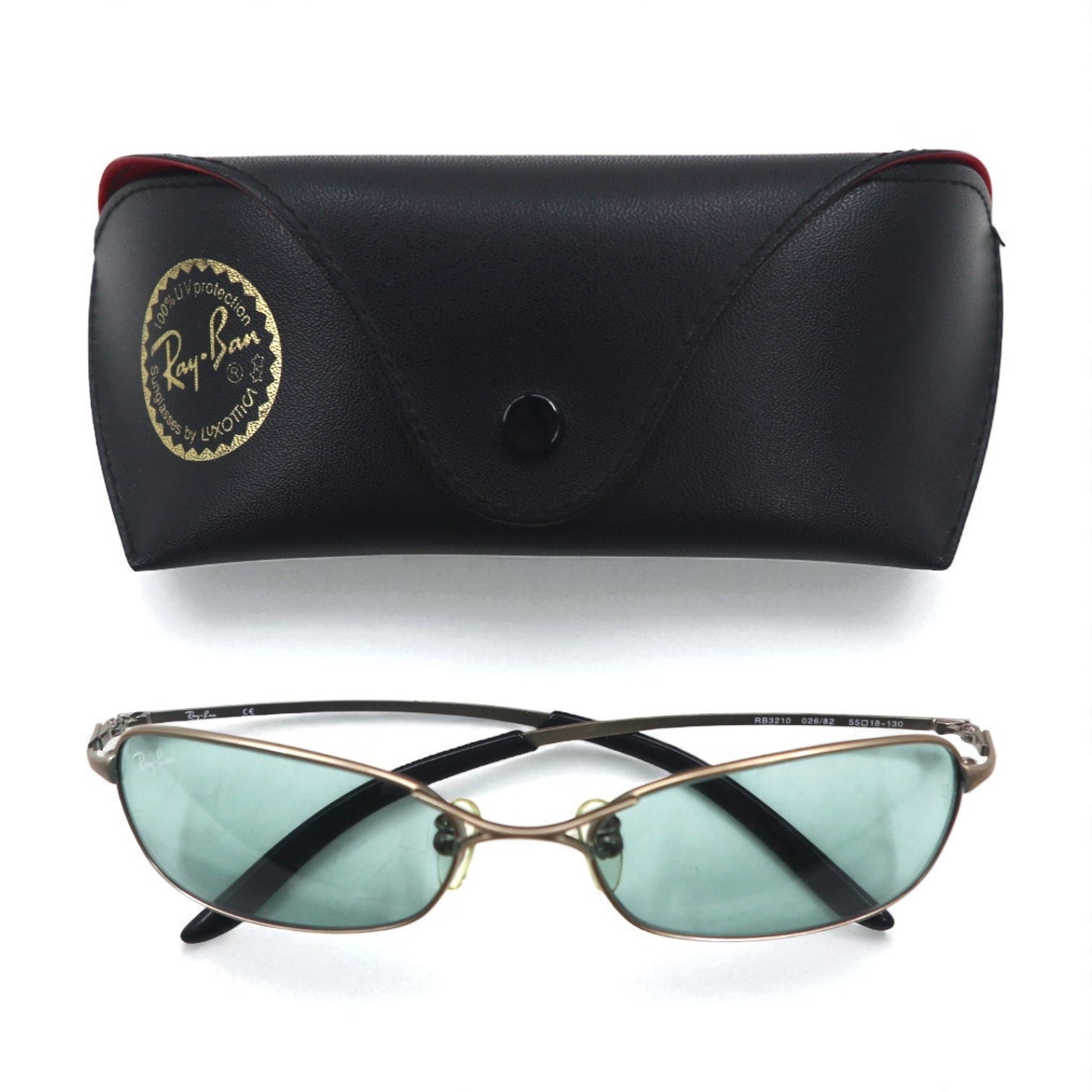 Ray-Ban Occhiali da sole rettangolari, montatura in metallo, oro, RB3210 026/82 55-18-130