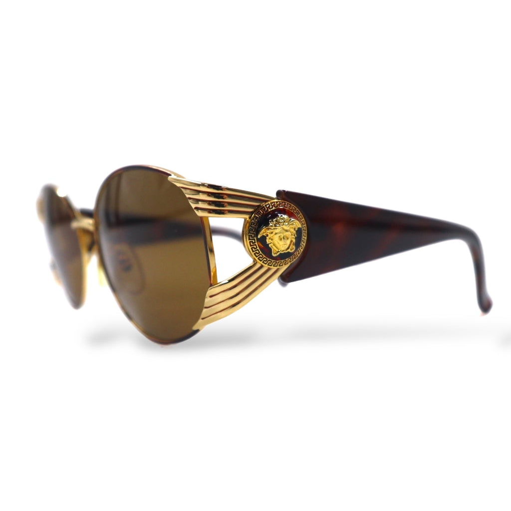 GIANNI VERSACE Vintage Made in Italy Medusa Occhiali da Sole Oro Tartarugato S64 31L