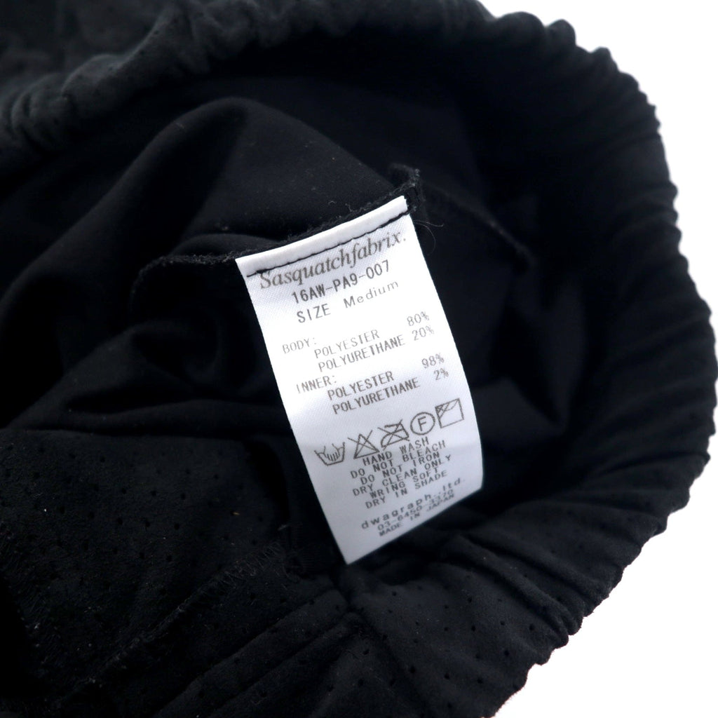 Sasquatch Fabrix, pantaloni a strati in finta pelle scamosciata, taglia M, neri, poliestere, 16AW-PA-007, Made in Japan